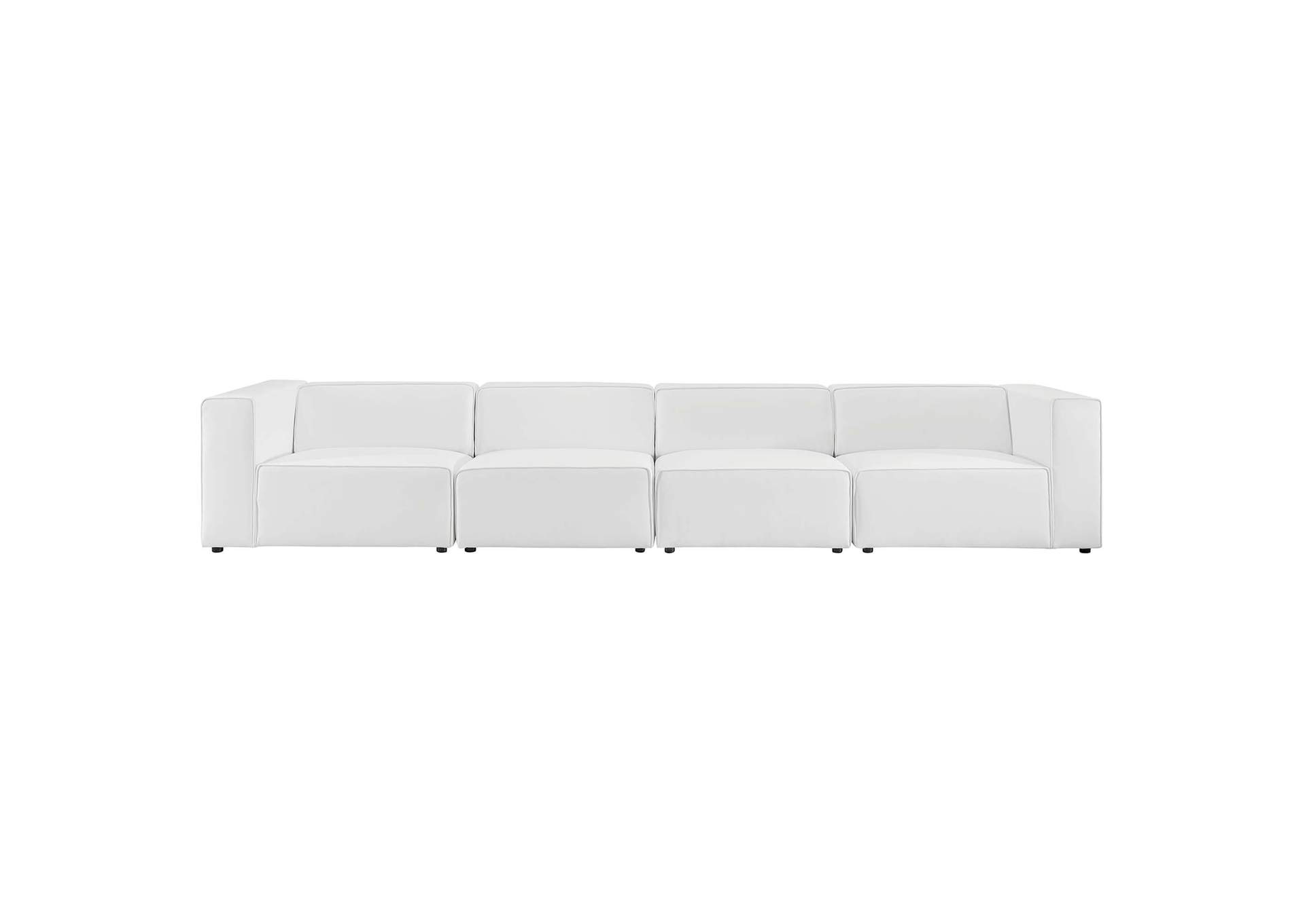 White Mingle Vegan Leather 4-Piece Sectional Sofa,Modway