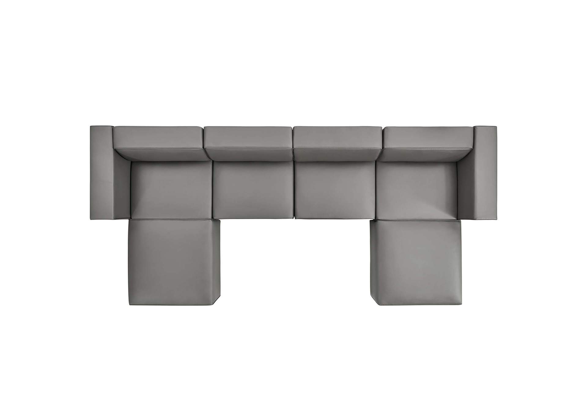Gray Mingle Vegan Leather 4-Piece Sofa and 2 Ottomans Set,Modway