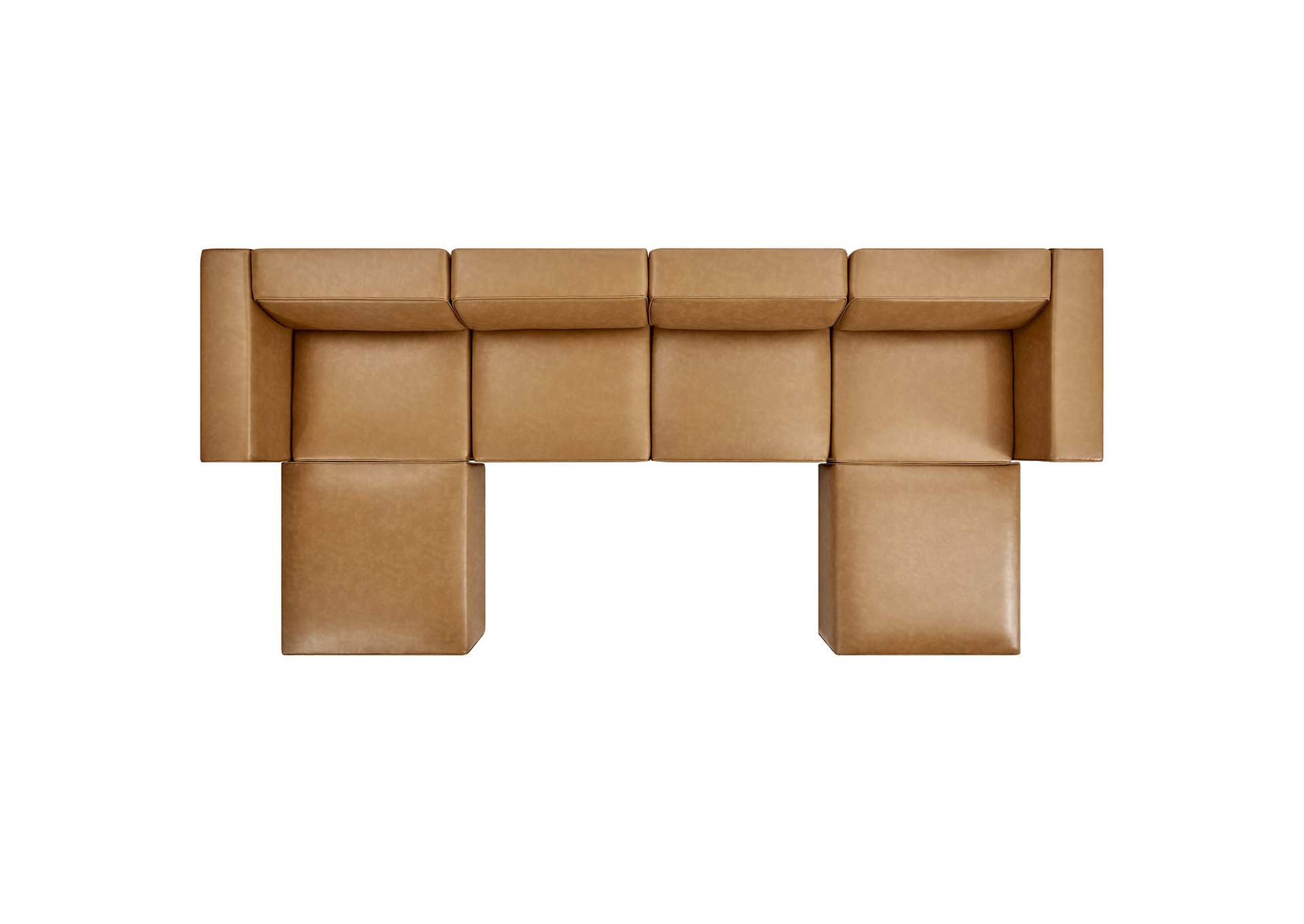 Tan Mingle Vegan Leather 4-Piece Sofa and 2 Ottomans Set,Modway