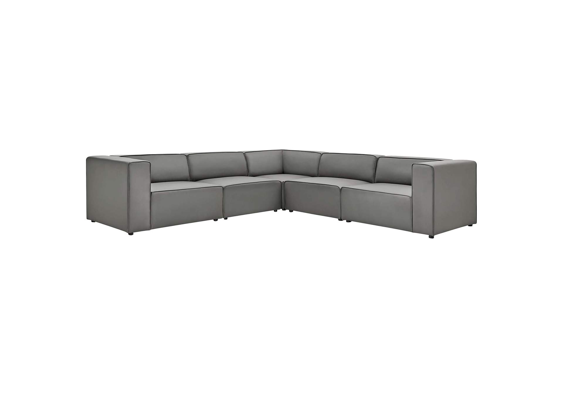 Gray Mingle Vegan Leather 5-Piece Sectional Sofa,Modway