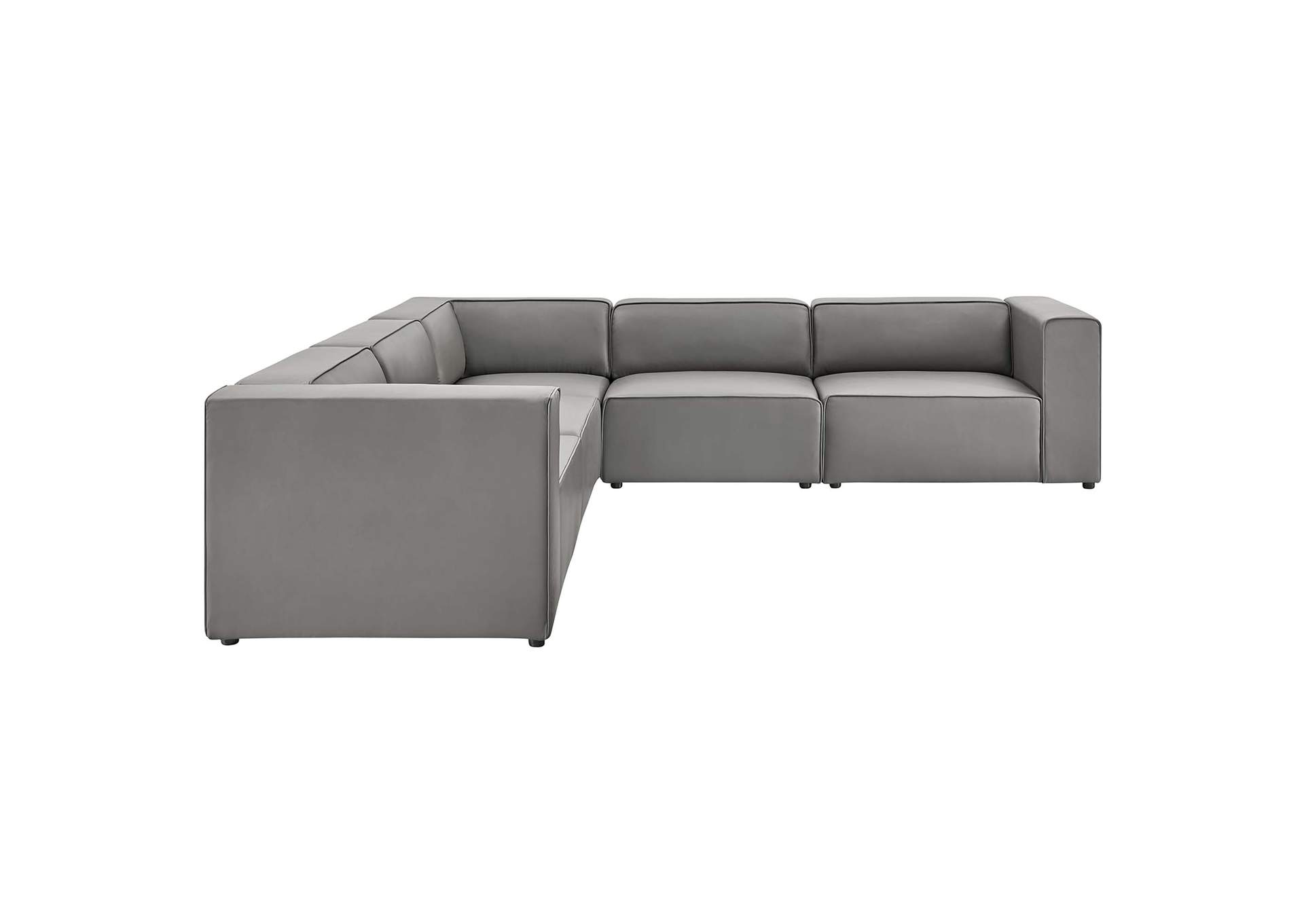Gray Mingle Vegan Leather 5-Piece Sectional Sofa,Modway