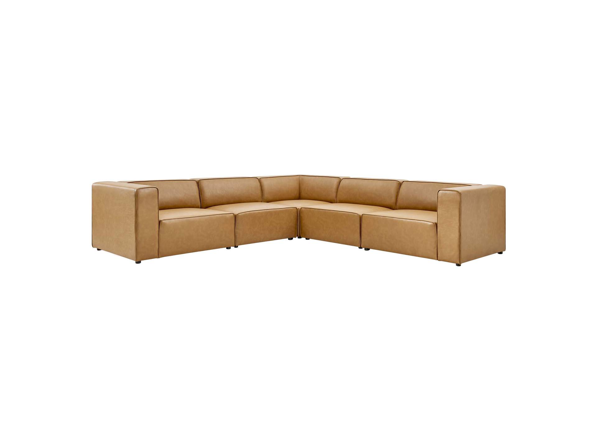Tan Mingle Vegan Leather 5-Piece Sectional Sofa,Modway