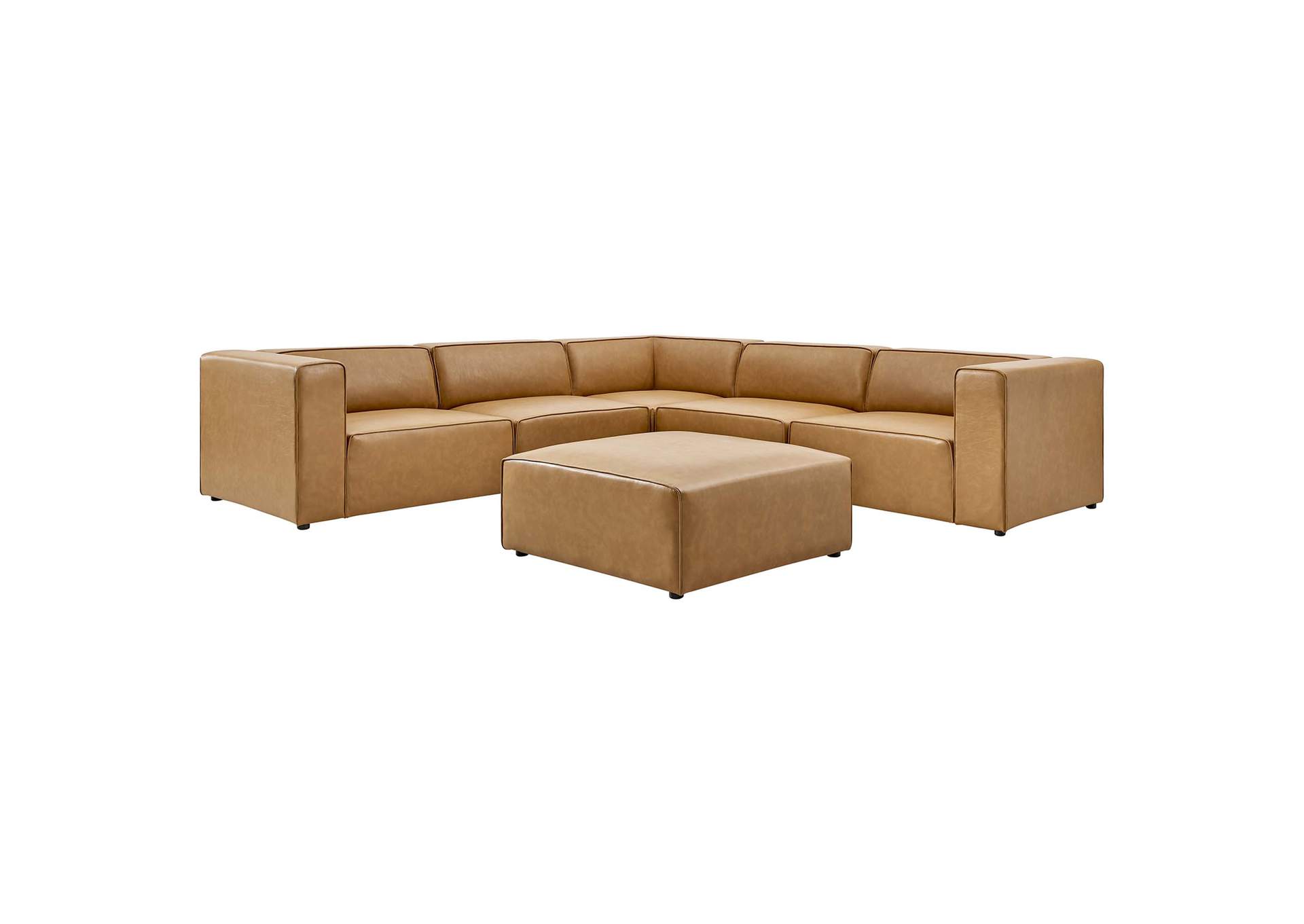 Tan Mingle Vegan Leather 7-Piece Furniture Set,Modway