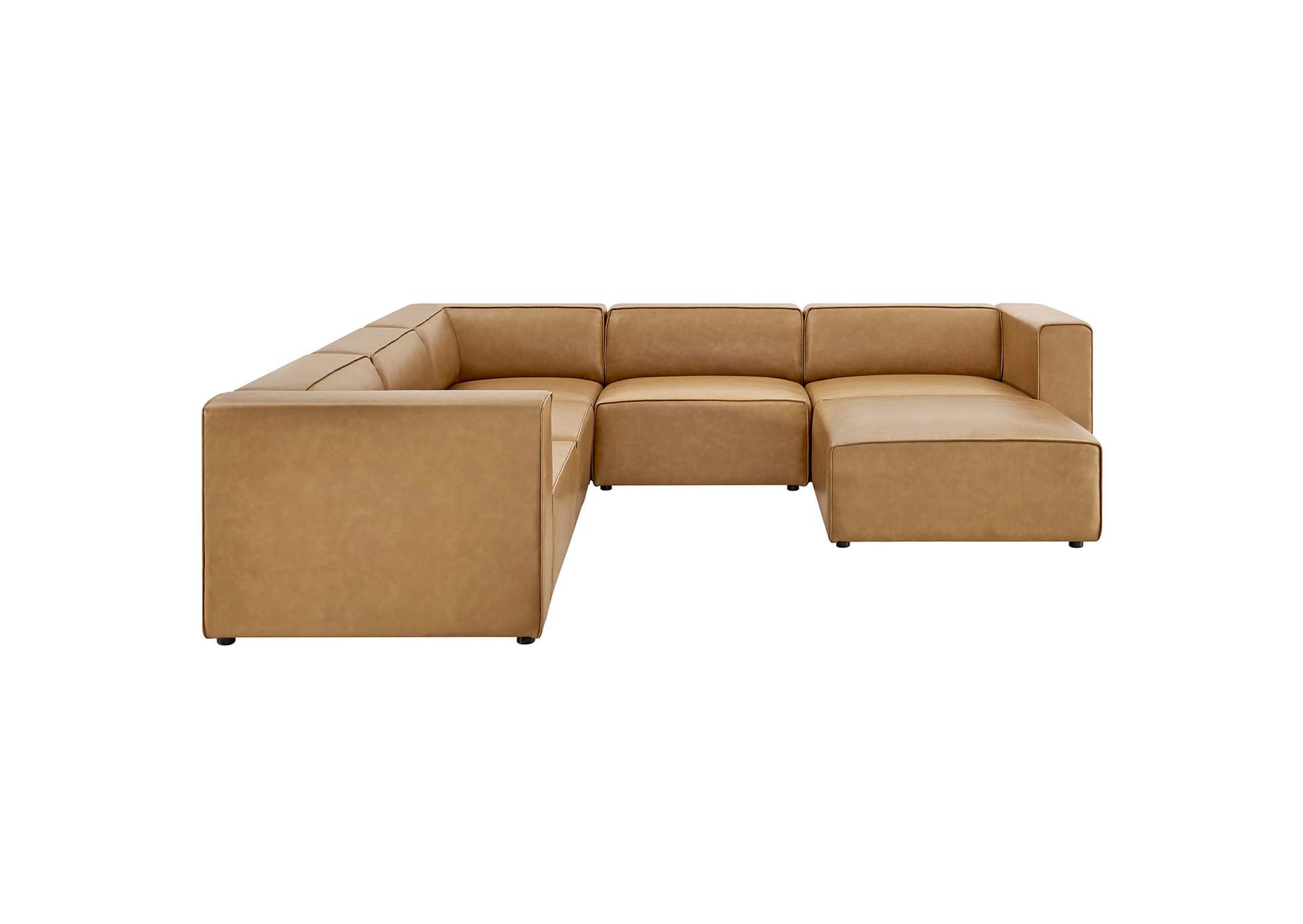 Tan Mingle Vegan Leather 7-Piece Furniture Set,Modway