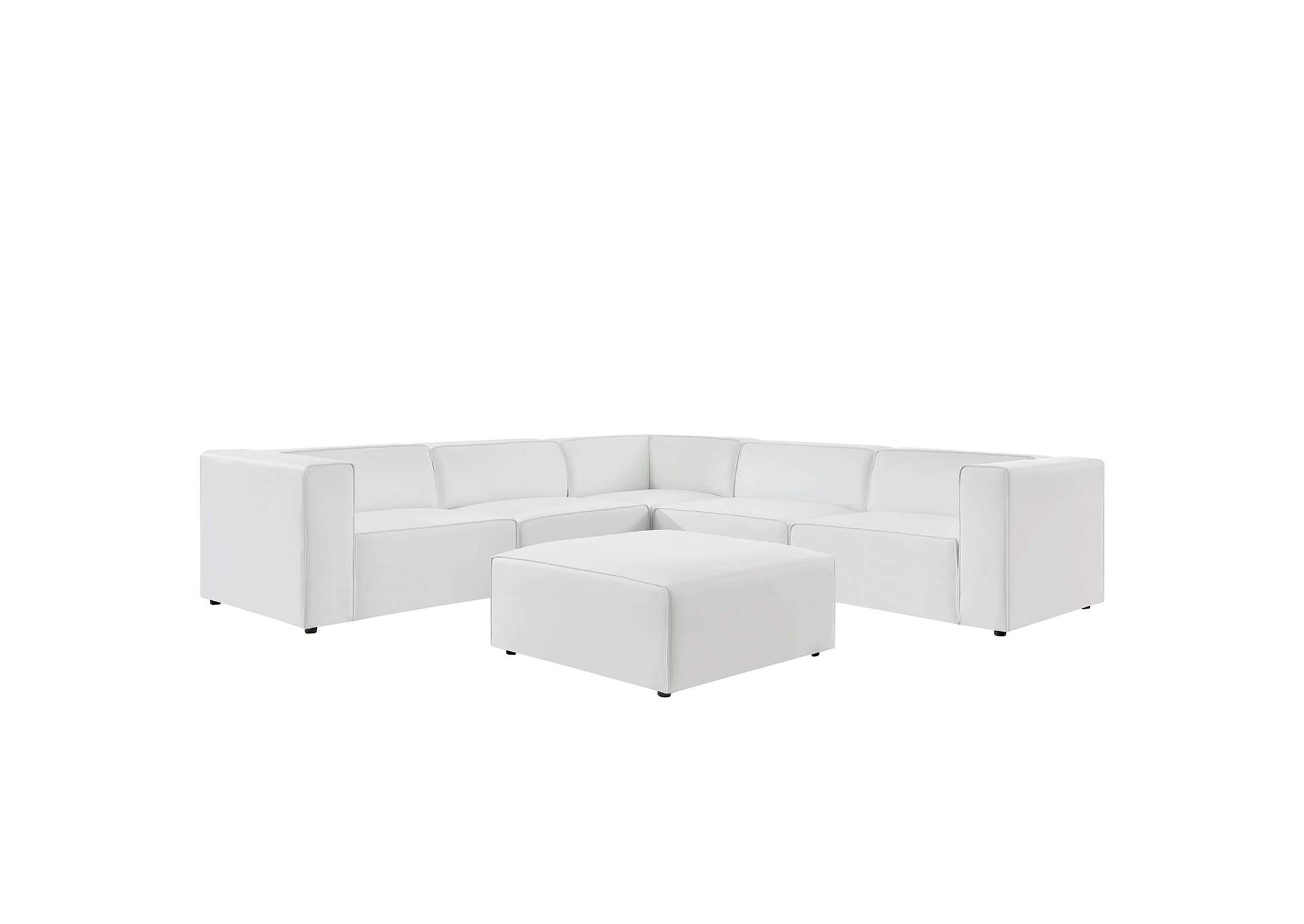 White Mingle Vegan Leather 7-Piece Furniture Set,Modway