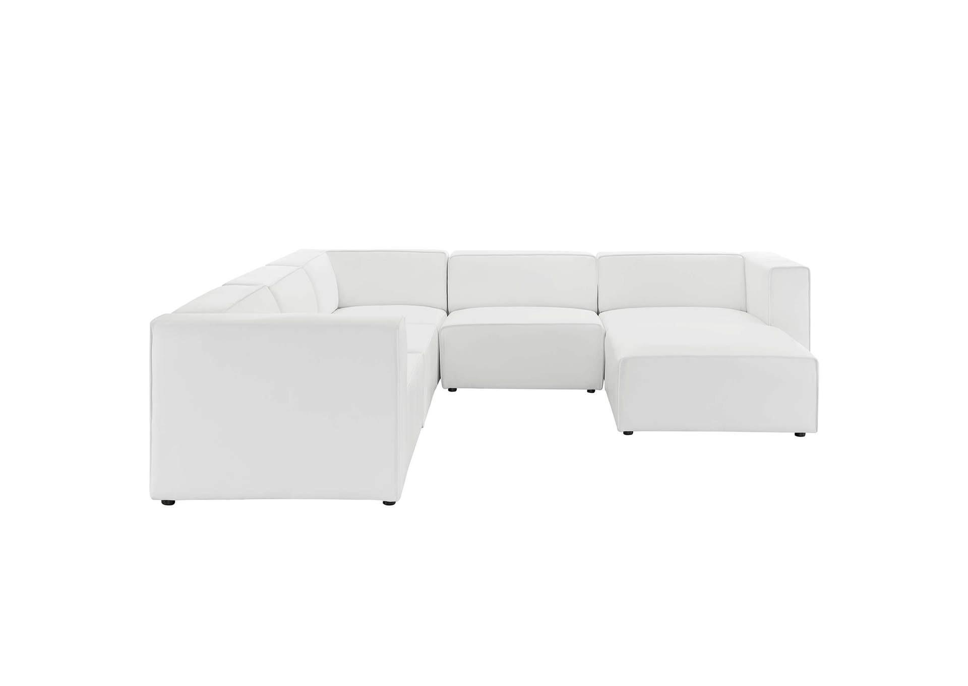 White Mingle Vegan Leather 7-Piece Furniture Set,Modway