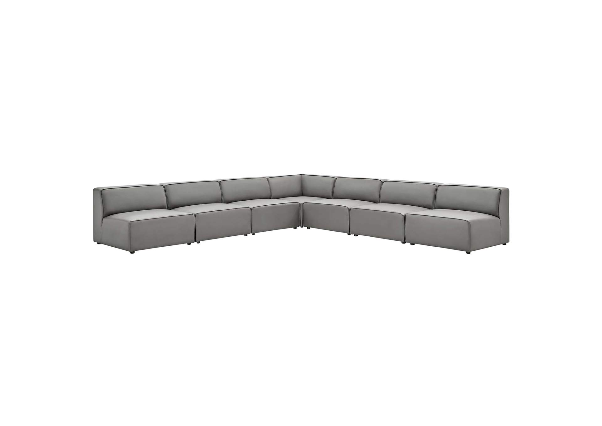 Gray Mingle Vegan Leather 7-Piece Sectional Sofa,Modway