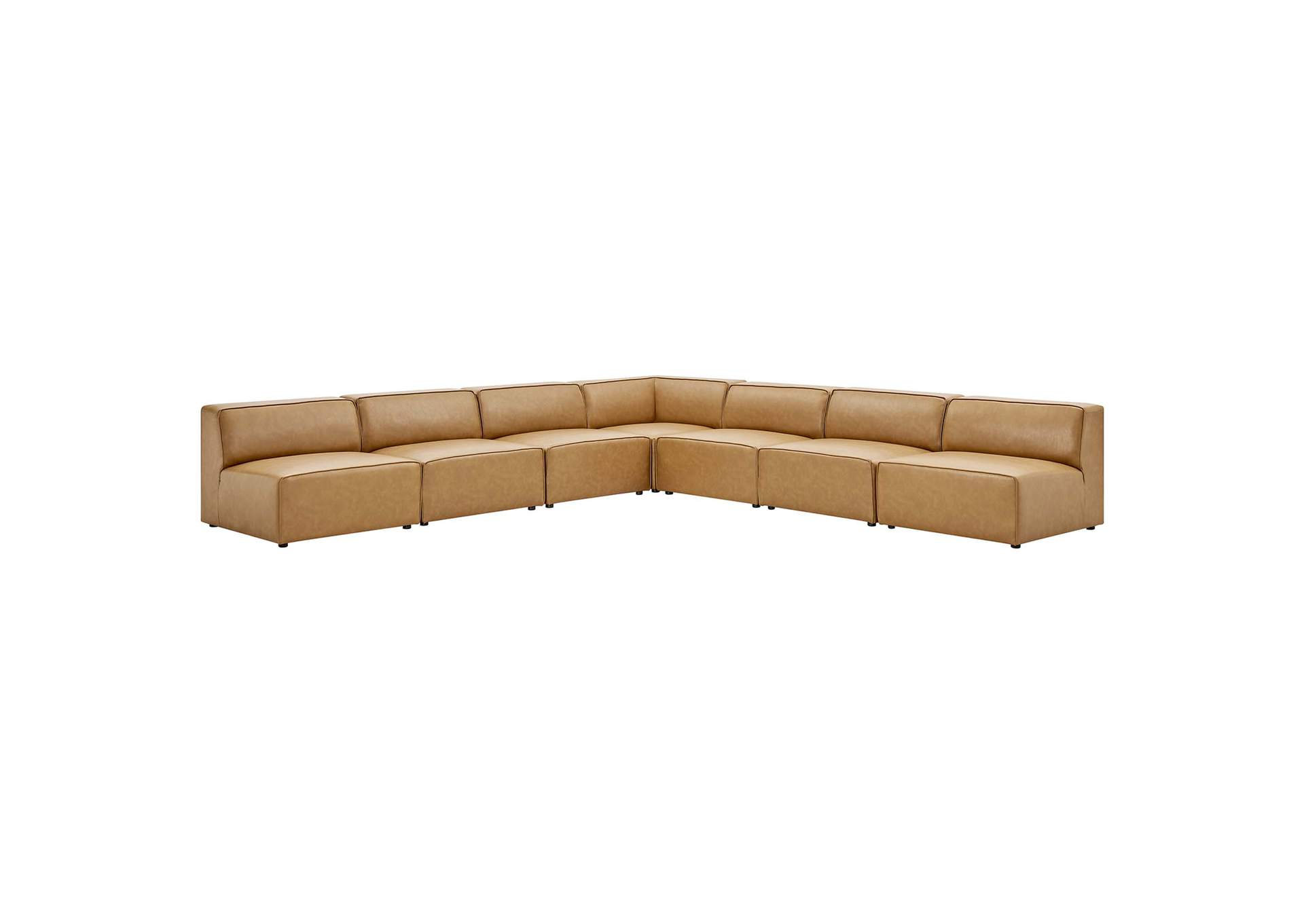 Tan Mingle Vegan Leather 7-Piece Sectional Sofa,Modway