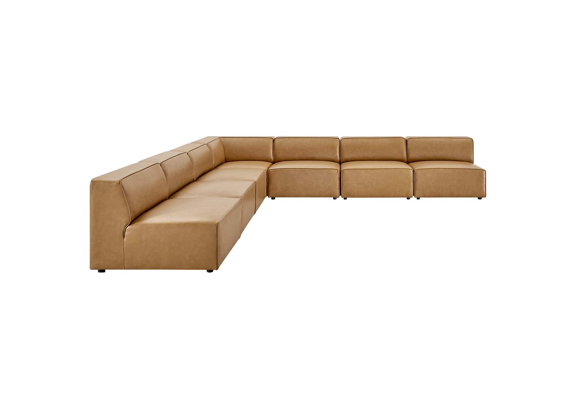 Tan Mingle Vegan Leather 7-Piece Sectional Sofa,Modway