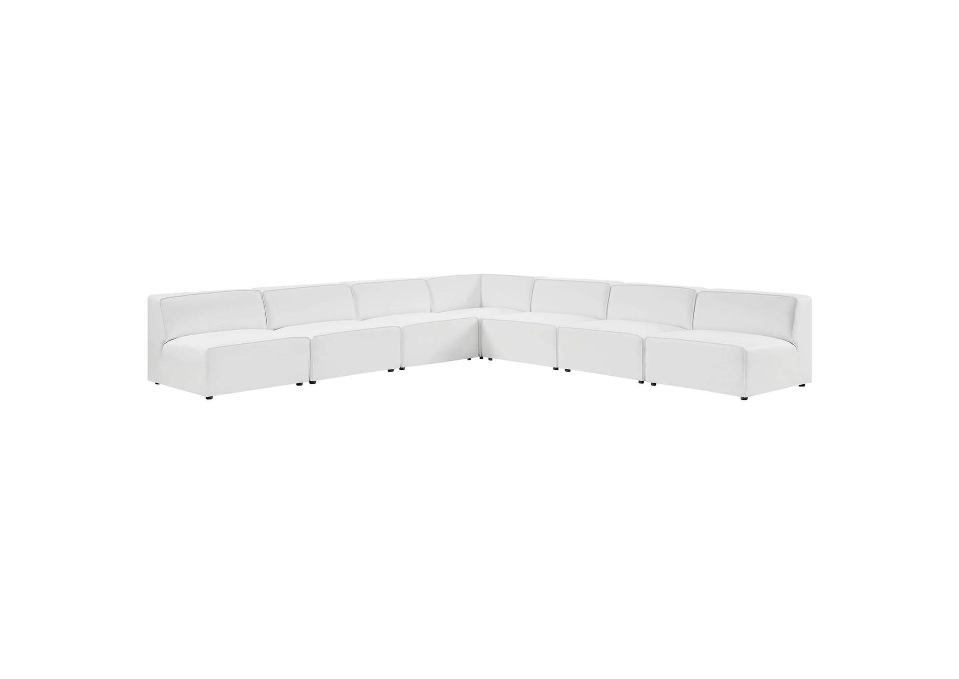 White Mingle Vegan Leather 7-Piece Sectional Sofa,Modway