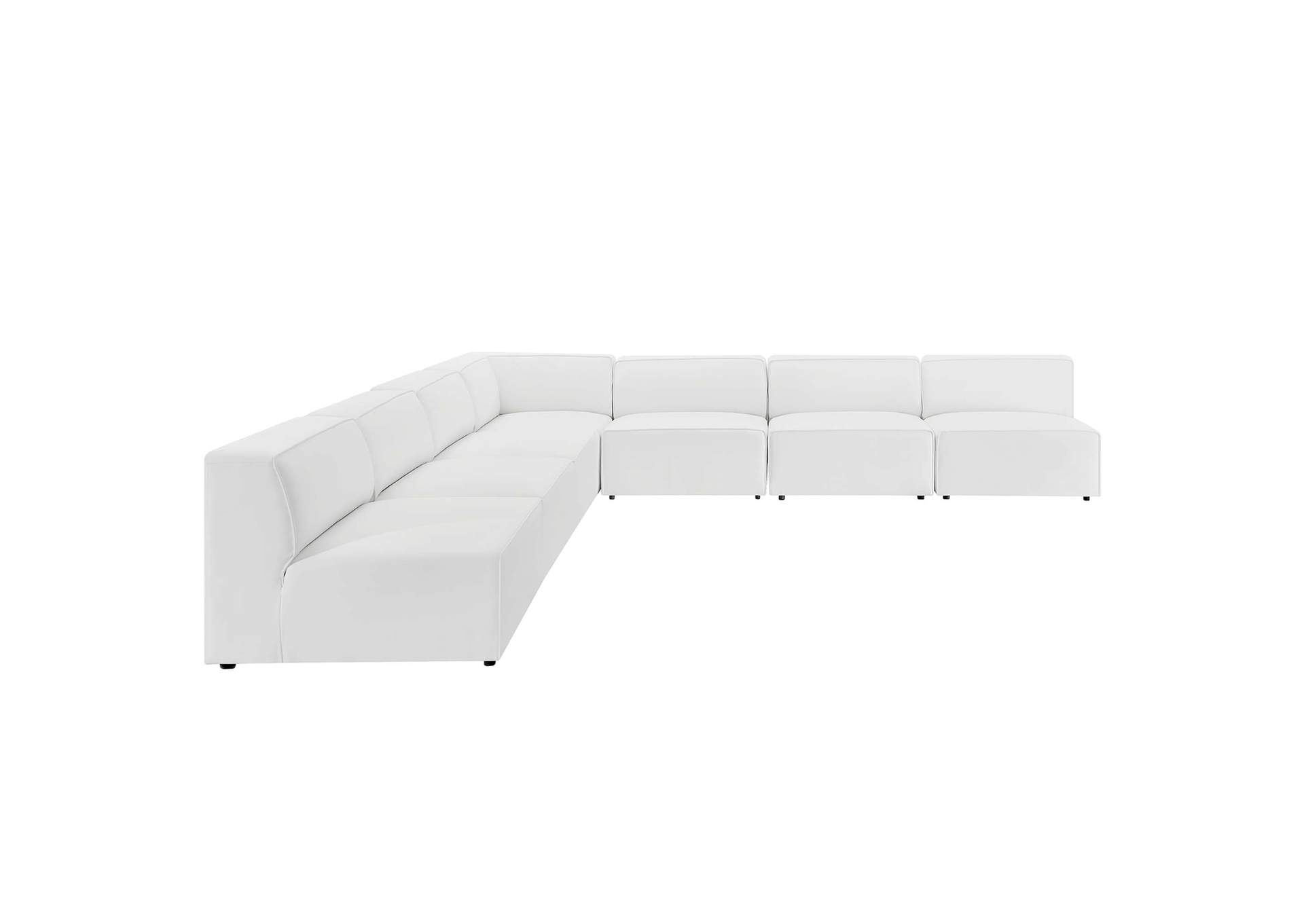 White Mingle Vegan Leather 7-Piece Sectional Sofa,Modway