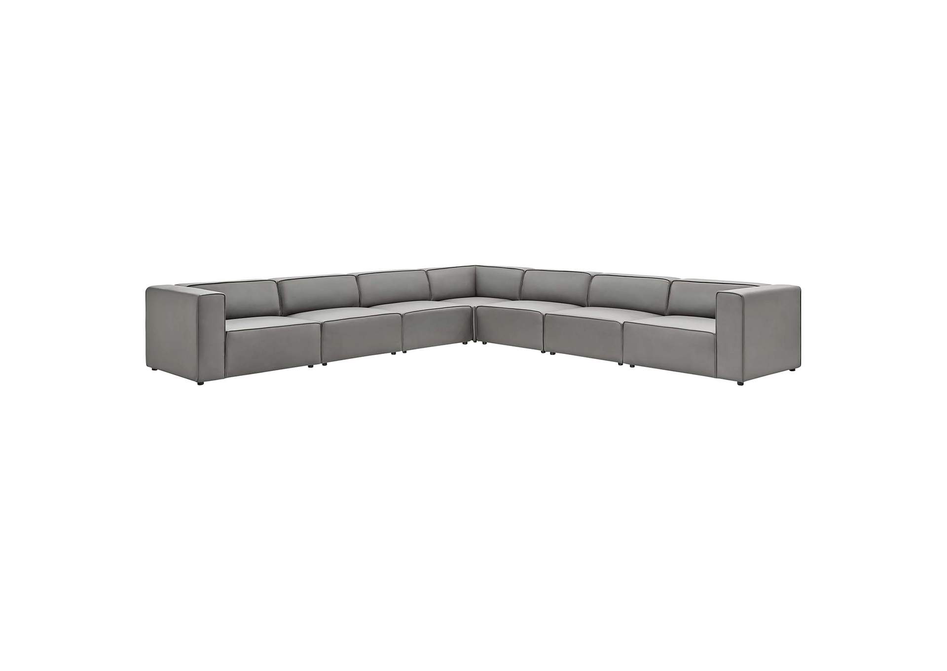 Gray Mingle Vegan Leather 7-Piece Sectional Sofa,Modway