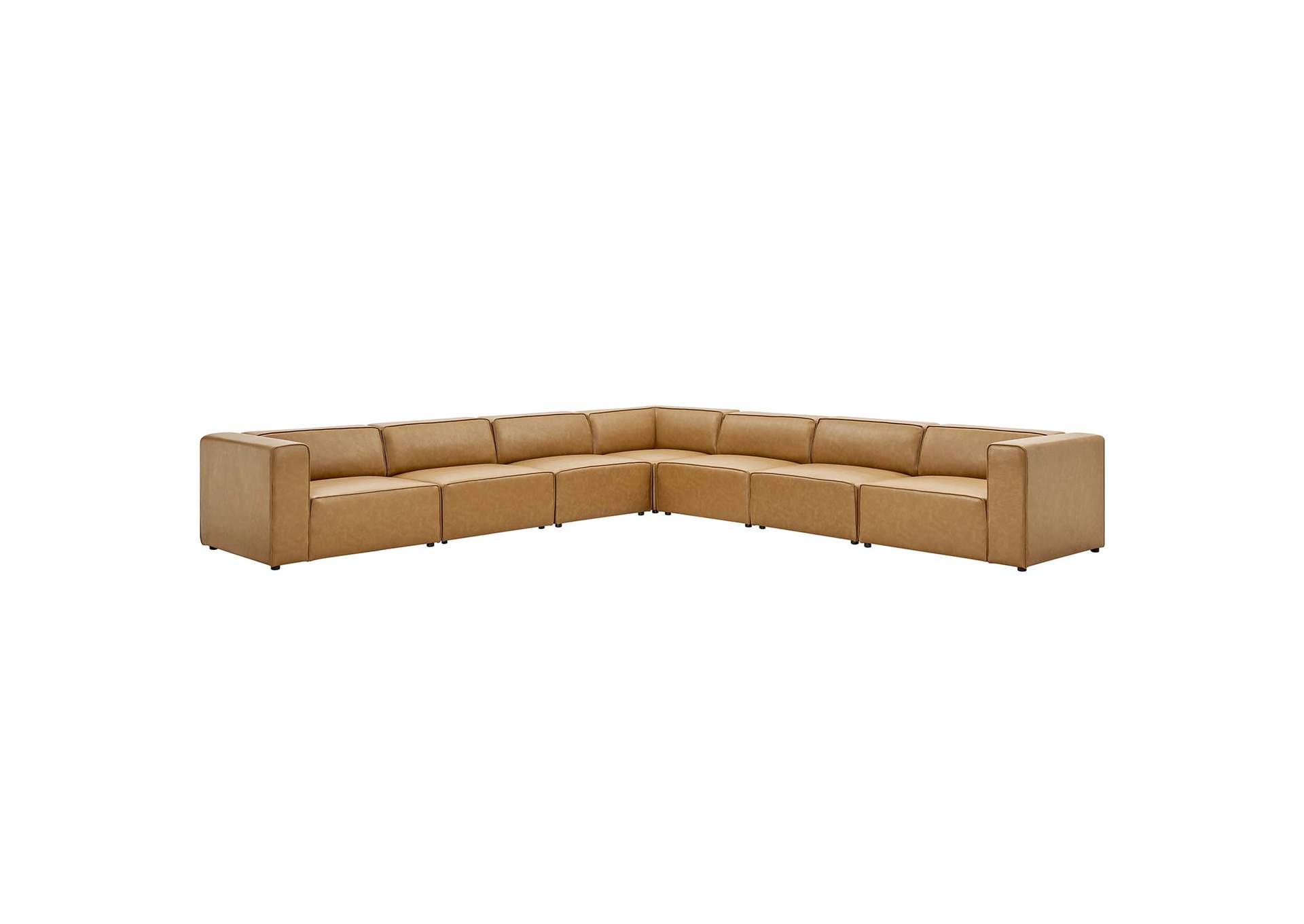 Tan Mingle Vegan Leather 7-Piece Sectional Sofa,Modway