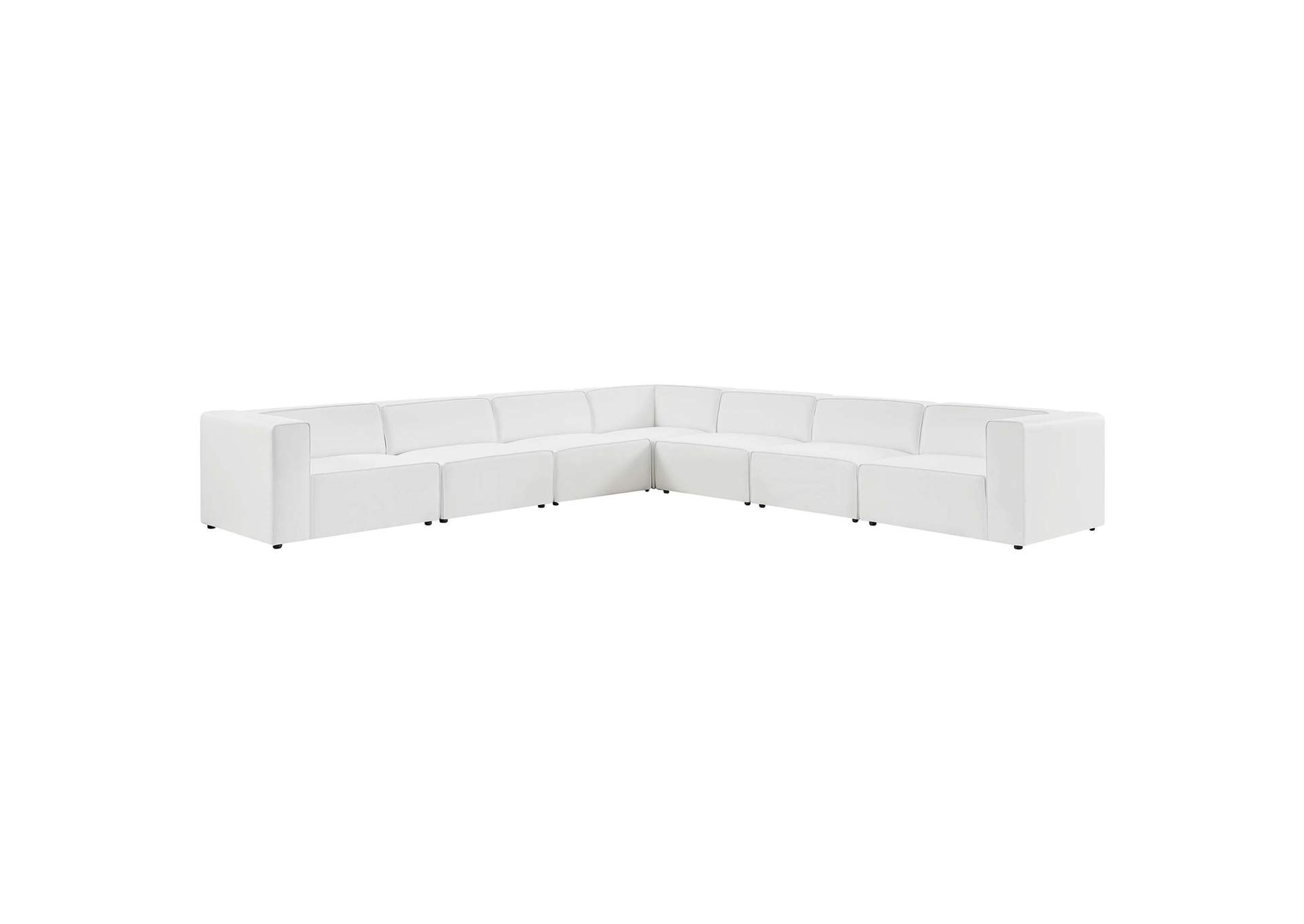 White Mingle Vegan Leather 7-Piece Sectional Sofa,Modway