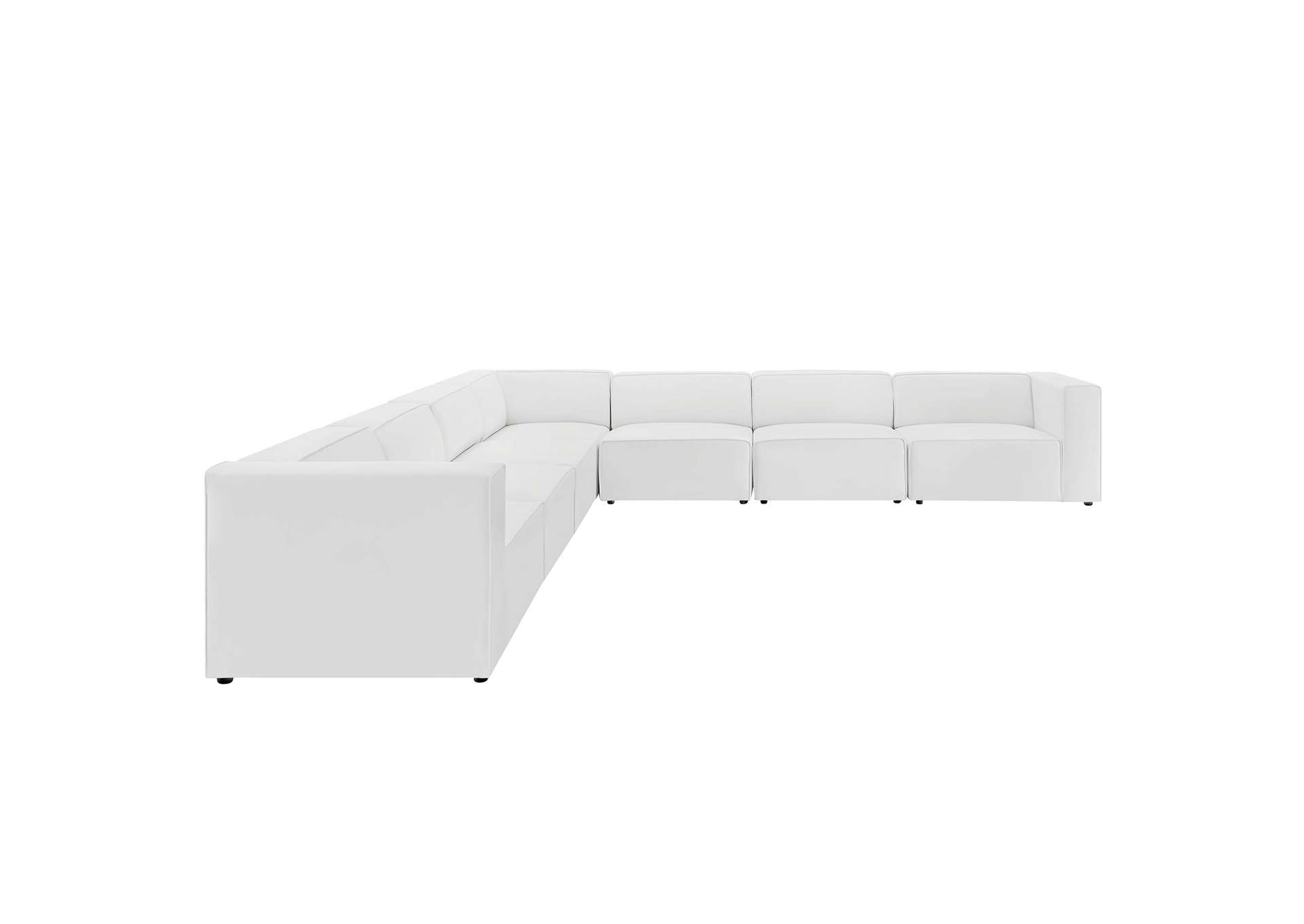 White Mingle Vegan Leather 7-Piece Sectional Sofa,Modway