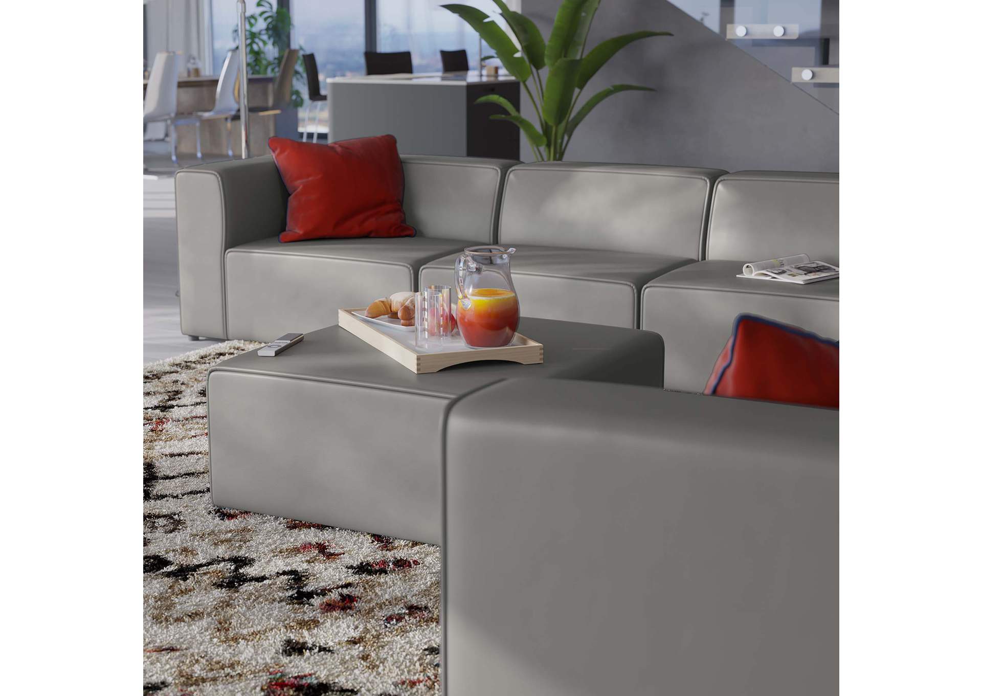 Gray Mingle Vegan Leather 8-Piece Sectional Sofa Set,Modway