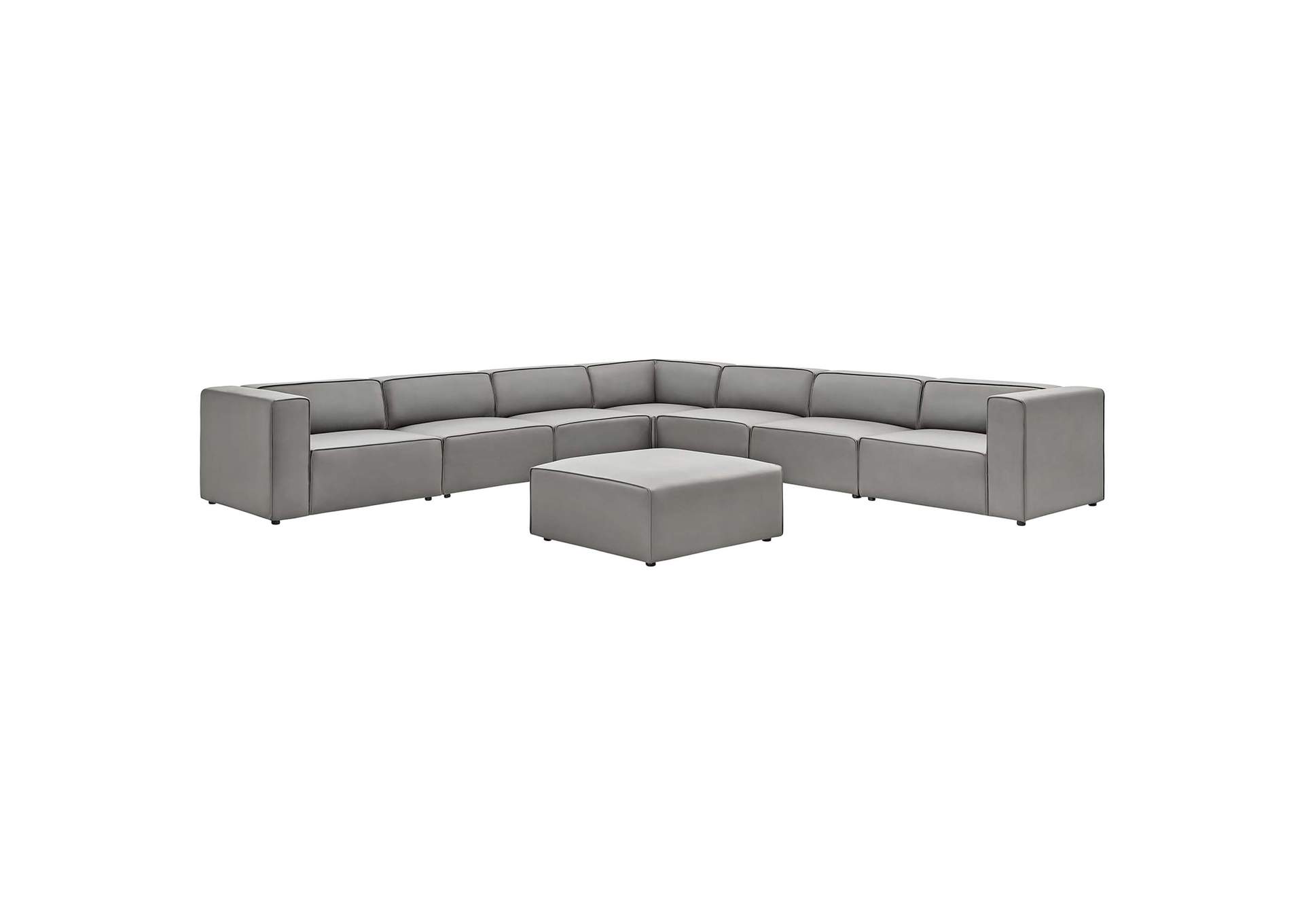 Gray Mingle Vegan Leather 8-Piece Sectional Sofa Set,Modway