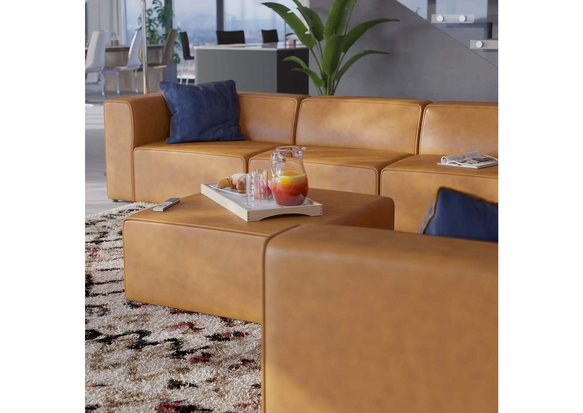 Tan Mingle Vegan Leather 8-Piece Sectional Sofa Set,Modway