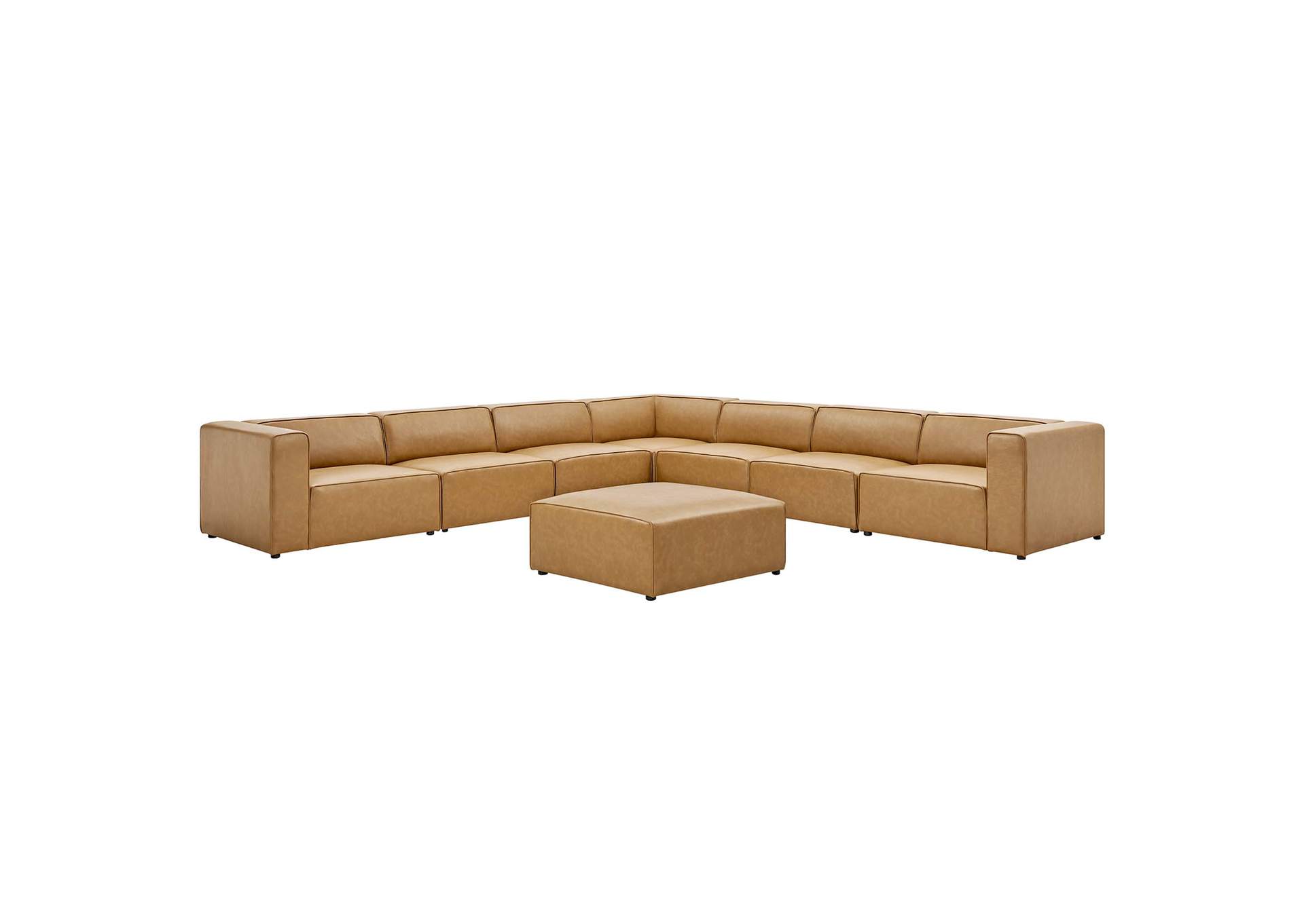 Tan Mingle Vegan Leather 8-Piece Sectional Sofa Set,Modway