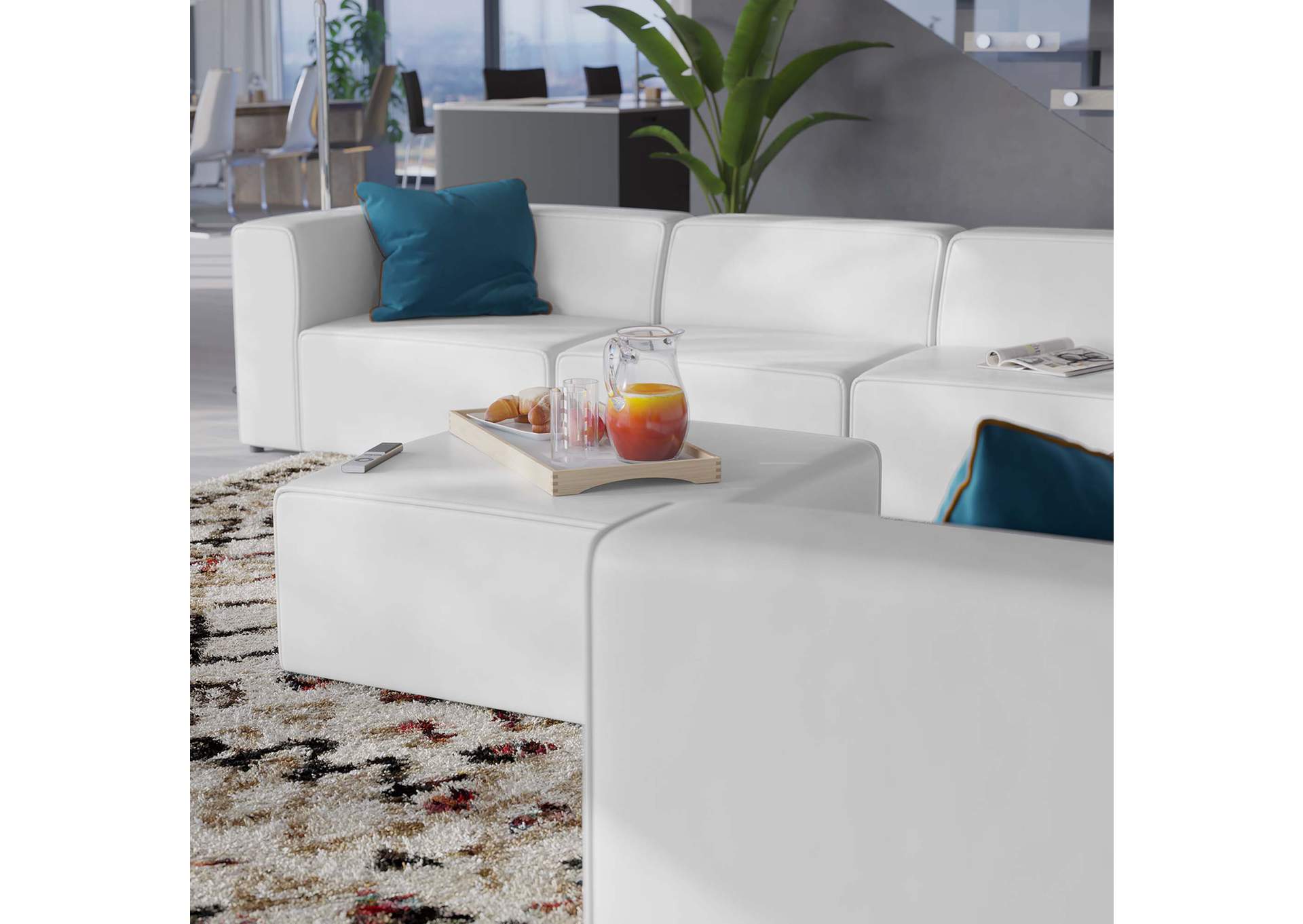 White Mingle Vegan Leather 8-Piece Sectional Sofa Set,Modway