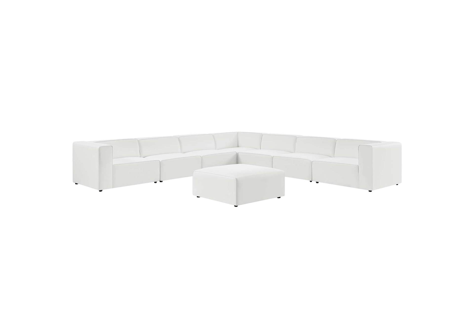 White Mingle Vegan Leather 8-Piece Sectional Sofa Set,Modway