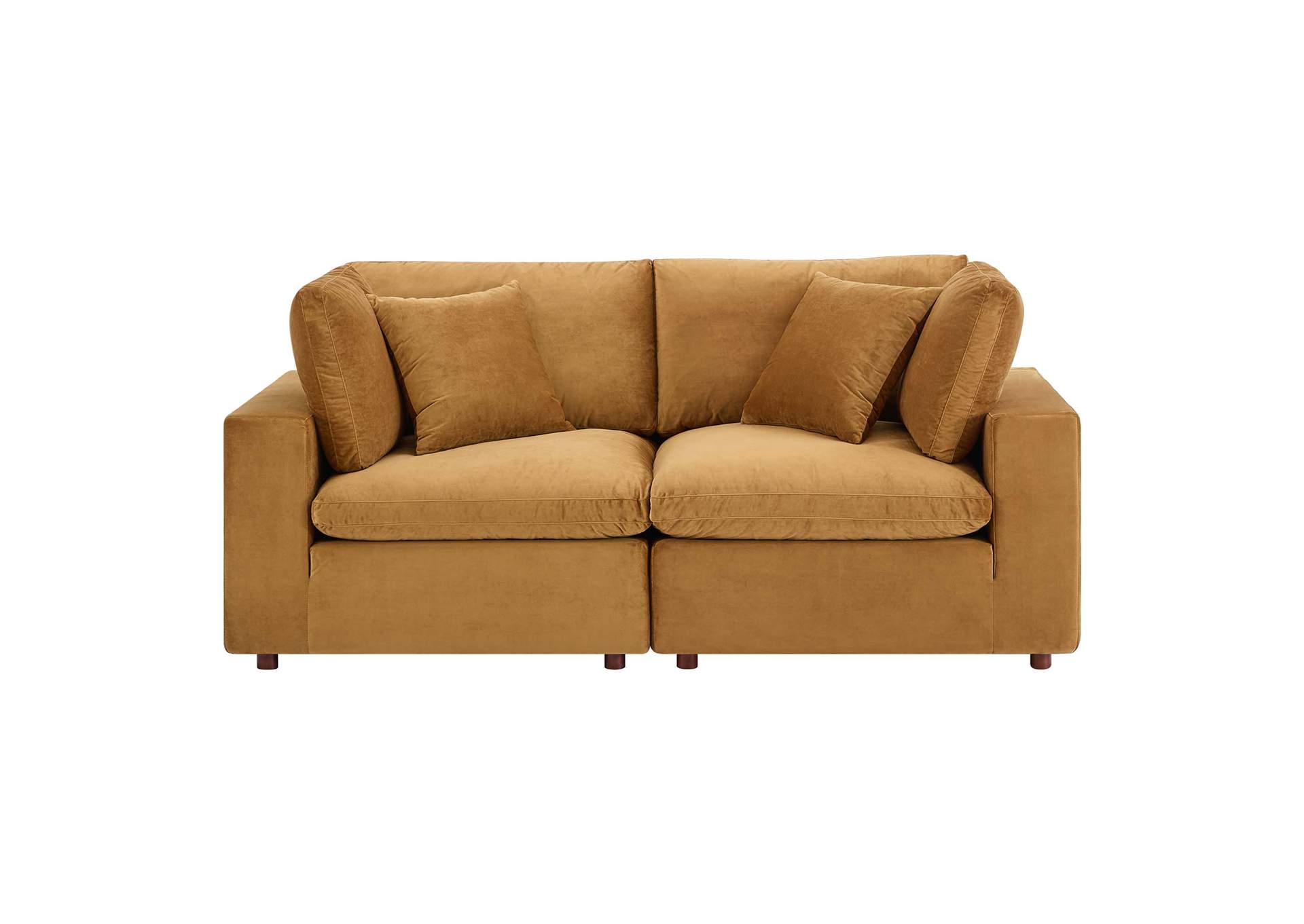 Cognac Commix Down Filled Overstuffed Performance Velvet Loveseat,Modway