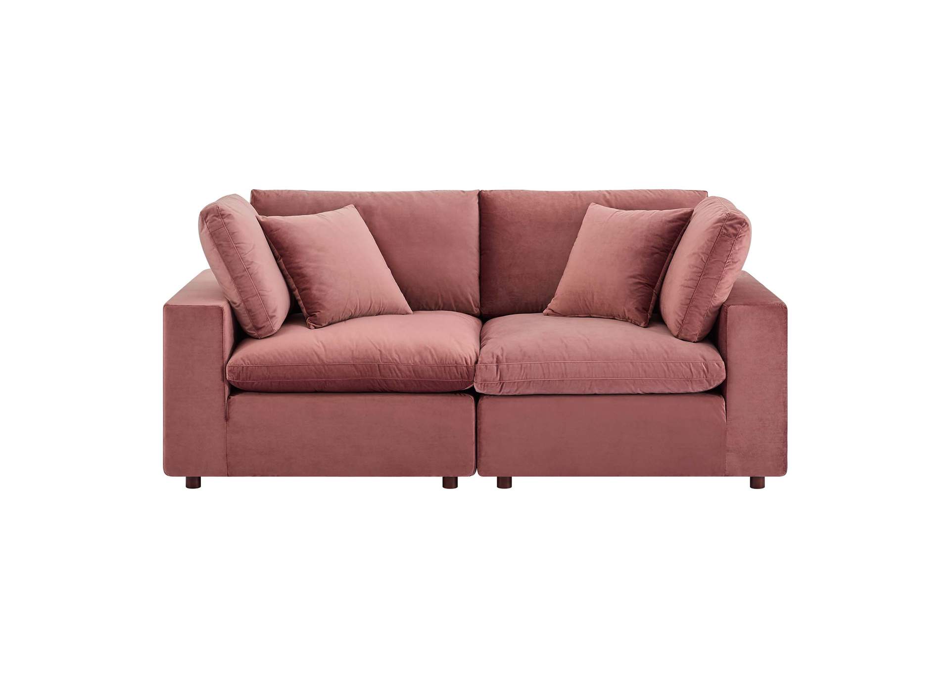 Dusty Rose Commix Down Filled Overstuffed Performance Velvet Loveseat,Modway