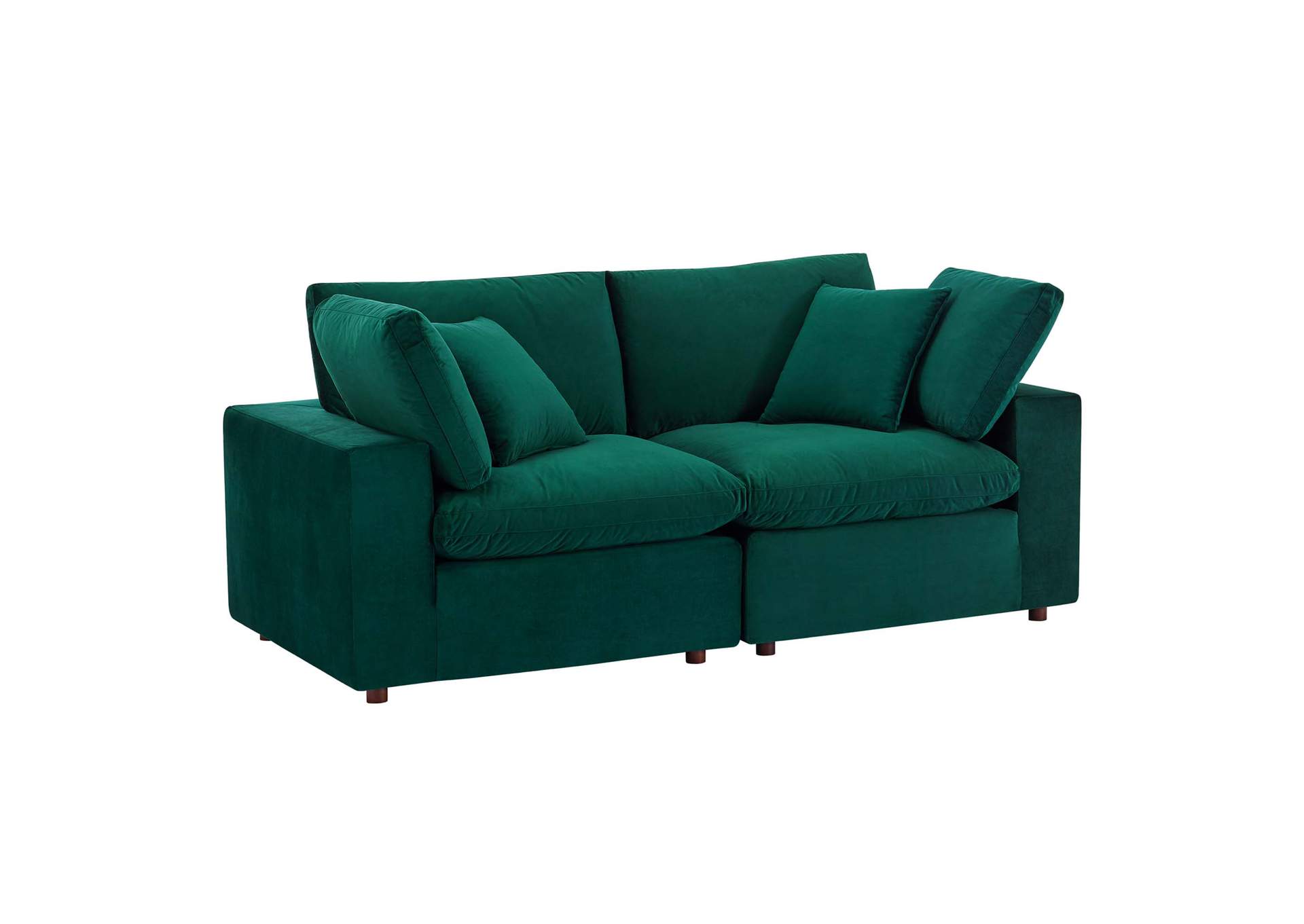 Green Commix Down Filled Overstuffed Performance Velvet Loveseat,Modway
