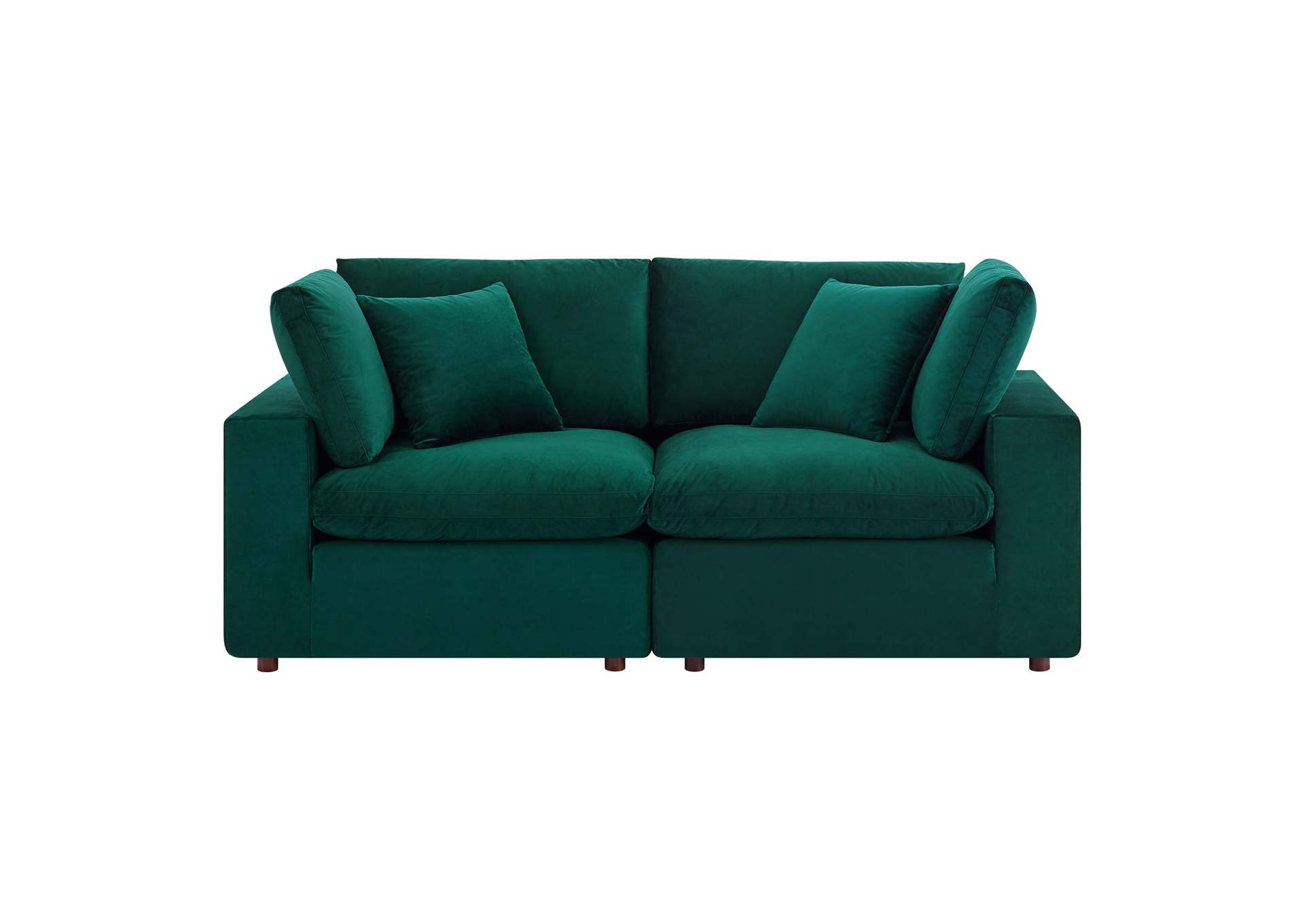 Green Commix Down Filled Overstuffed Performance Velvet Loveseat,Modway