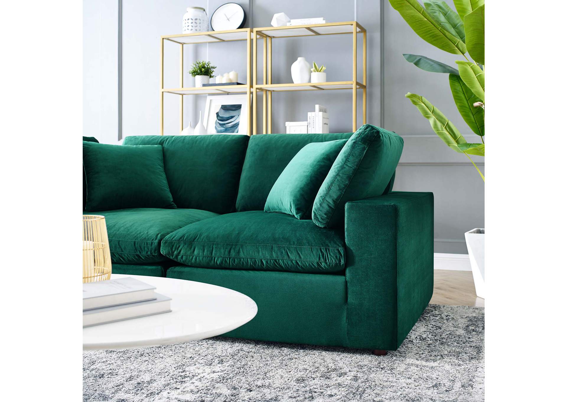 Green Commix Down Filled Overstuffed Performance Velvet Loveseat,Modway