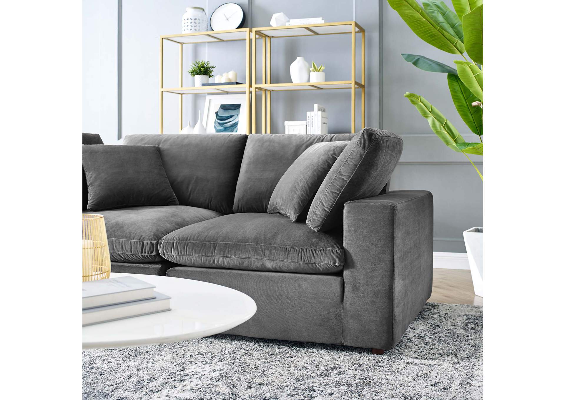 Gray Commix Down Filled Overstuffed Performance Velvet Loveseat,Modway