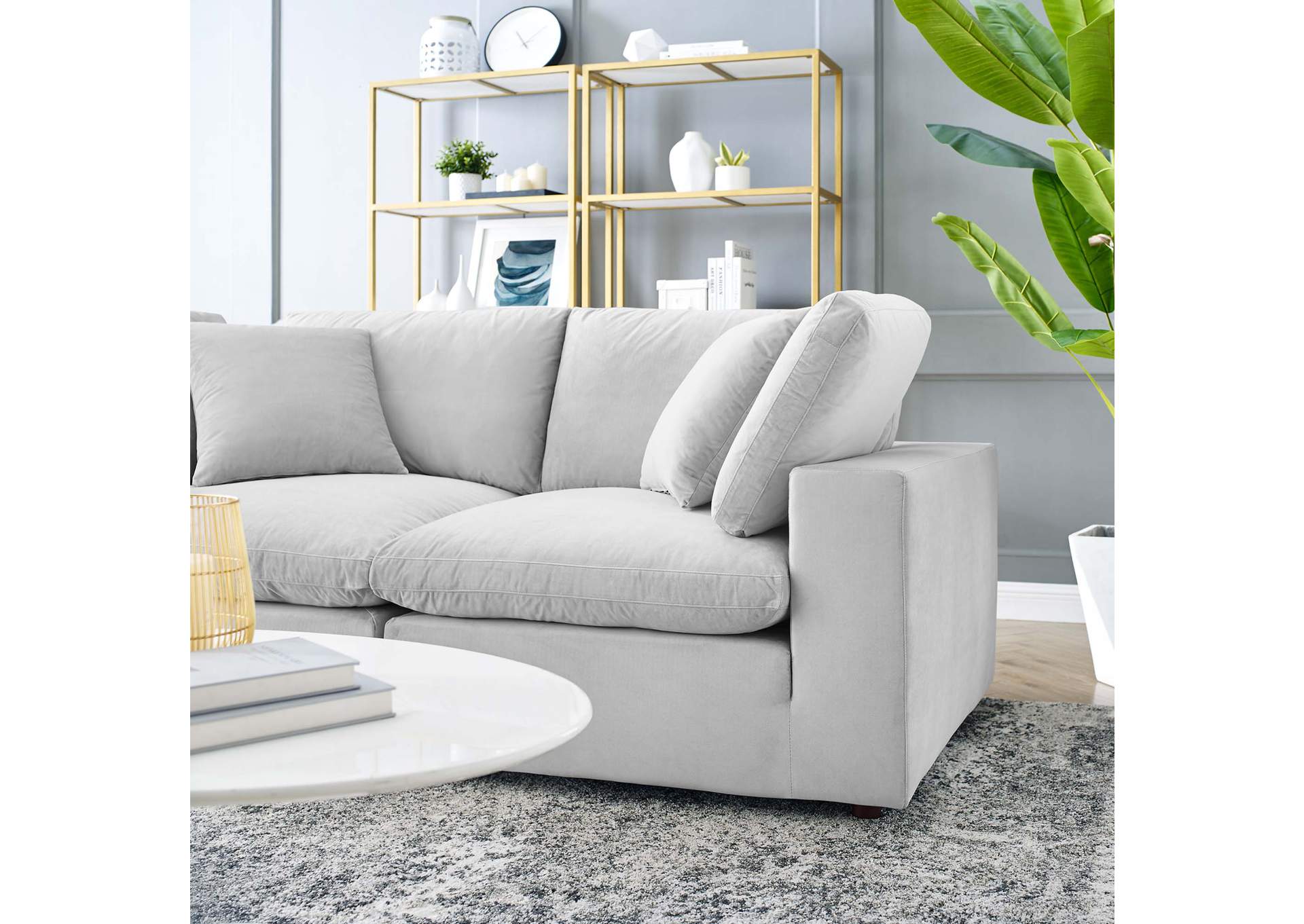 Light Gray Commix Down Filled Overstuffed Performance Velvet Loveseat,Modway