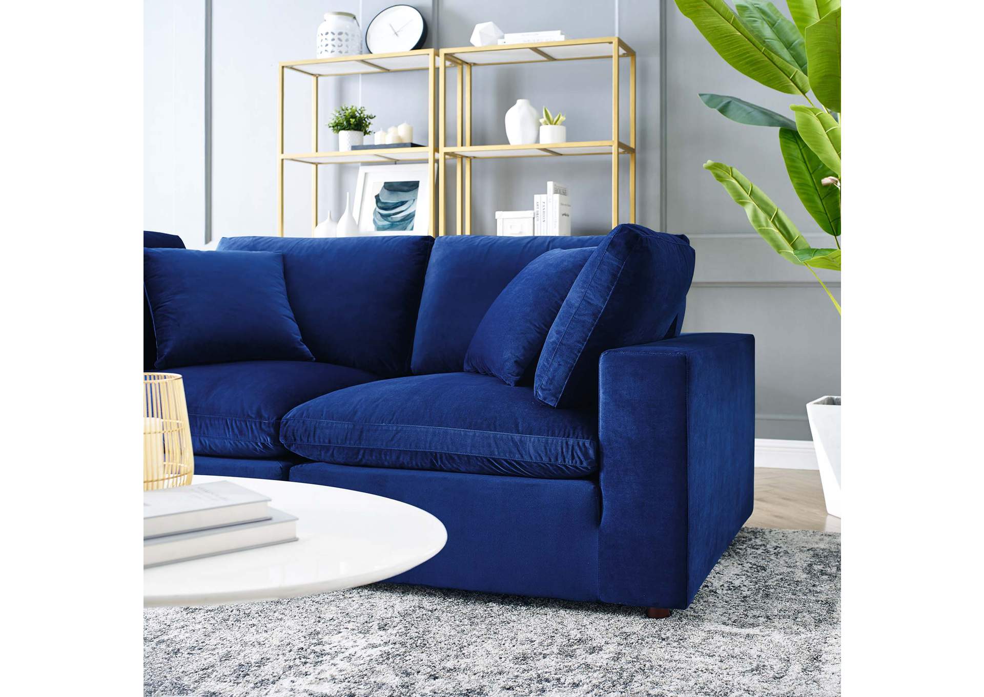 Navy Commix Down Filled Overstuffed Performance Velvet Loveseat,Modway