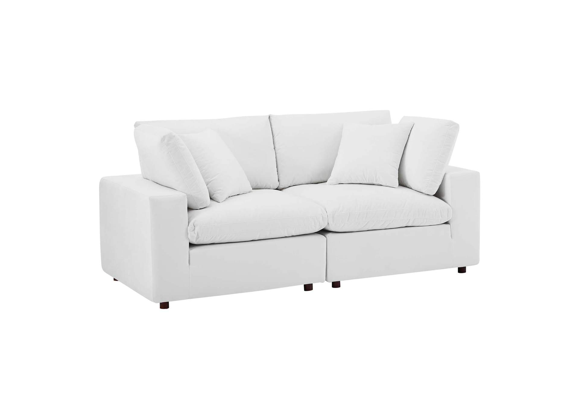 White Commix Down Filled Overstuffed Performance Velvet Loveseat,Modway