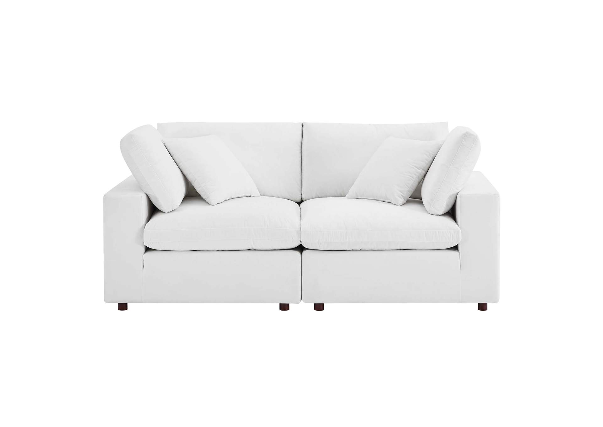 White Commix Down Filled Overstuffed Performance Velvet Loveseat,Modway