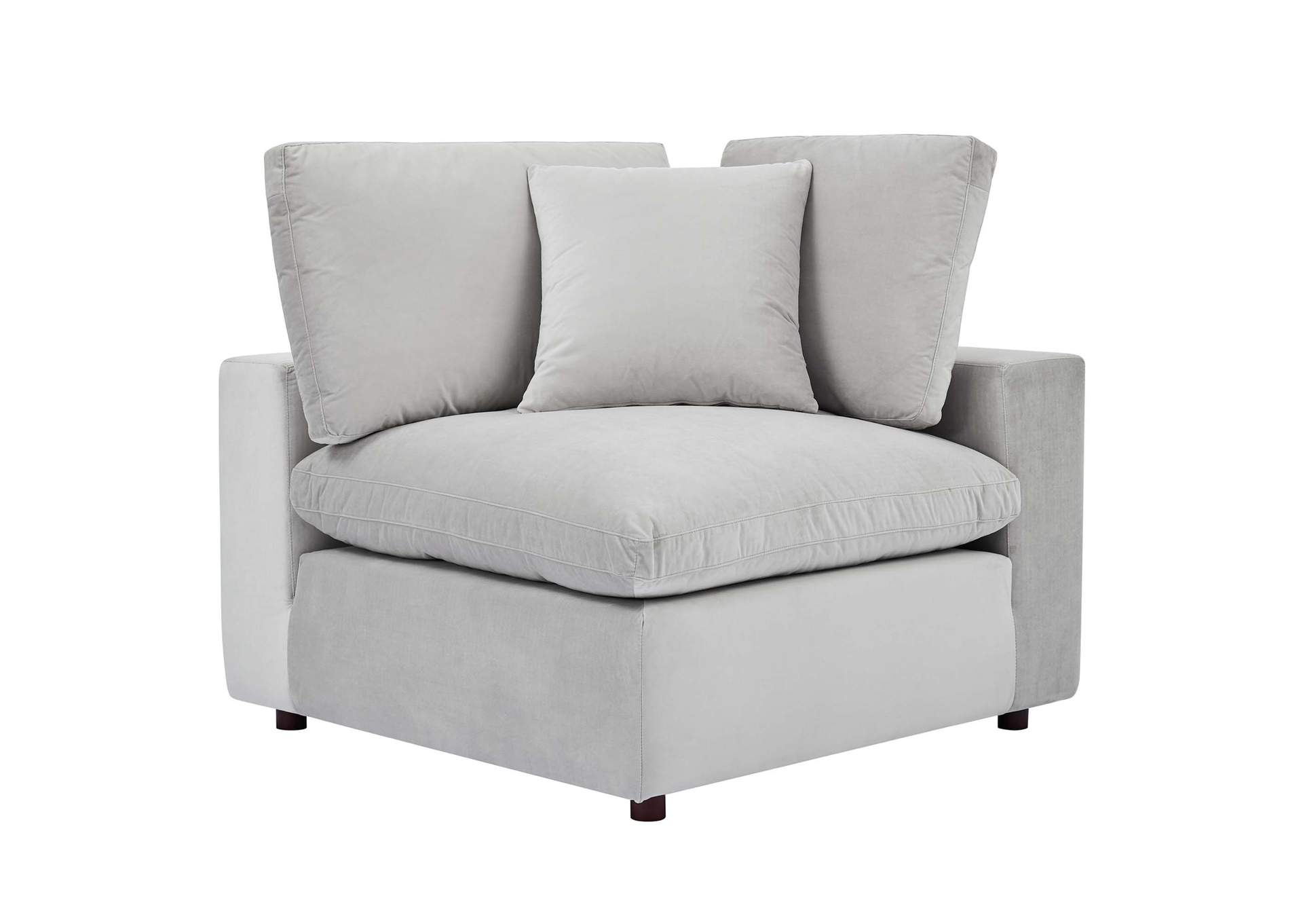 Light Gray Commix Down Filled Overstuffed Performance Velvet 3-Seater Sofa,Modway