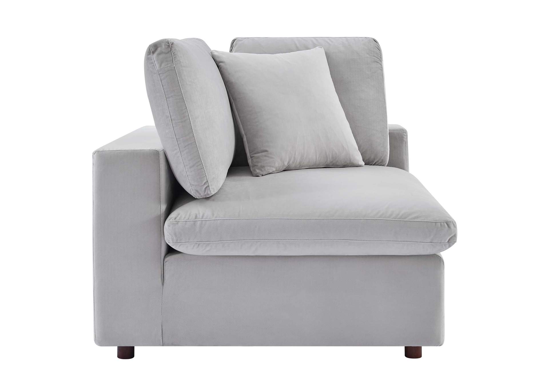 Light Gray Commix Down Filled Overstuffed Performance Velvet 3-Seater Sofa,Modway