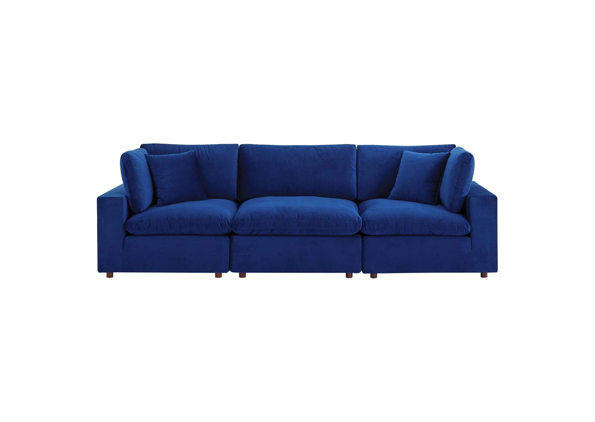 Navy Commix Down Filled Overstuffed Performance Velvet 3-Seater Sofa,Modway
