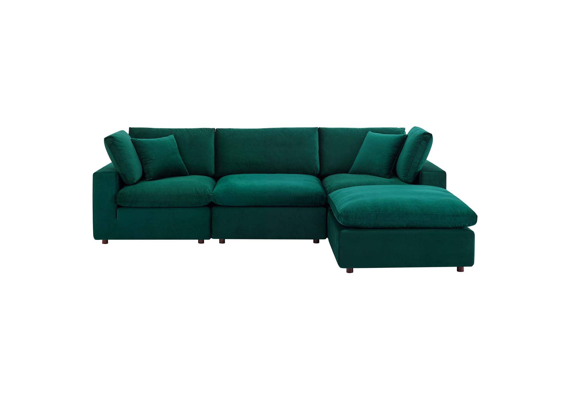 Green Commix Down Filled Overstuffed Performance Velvet 4-Piece Sectional Sofa,Modway
