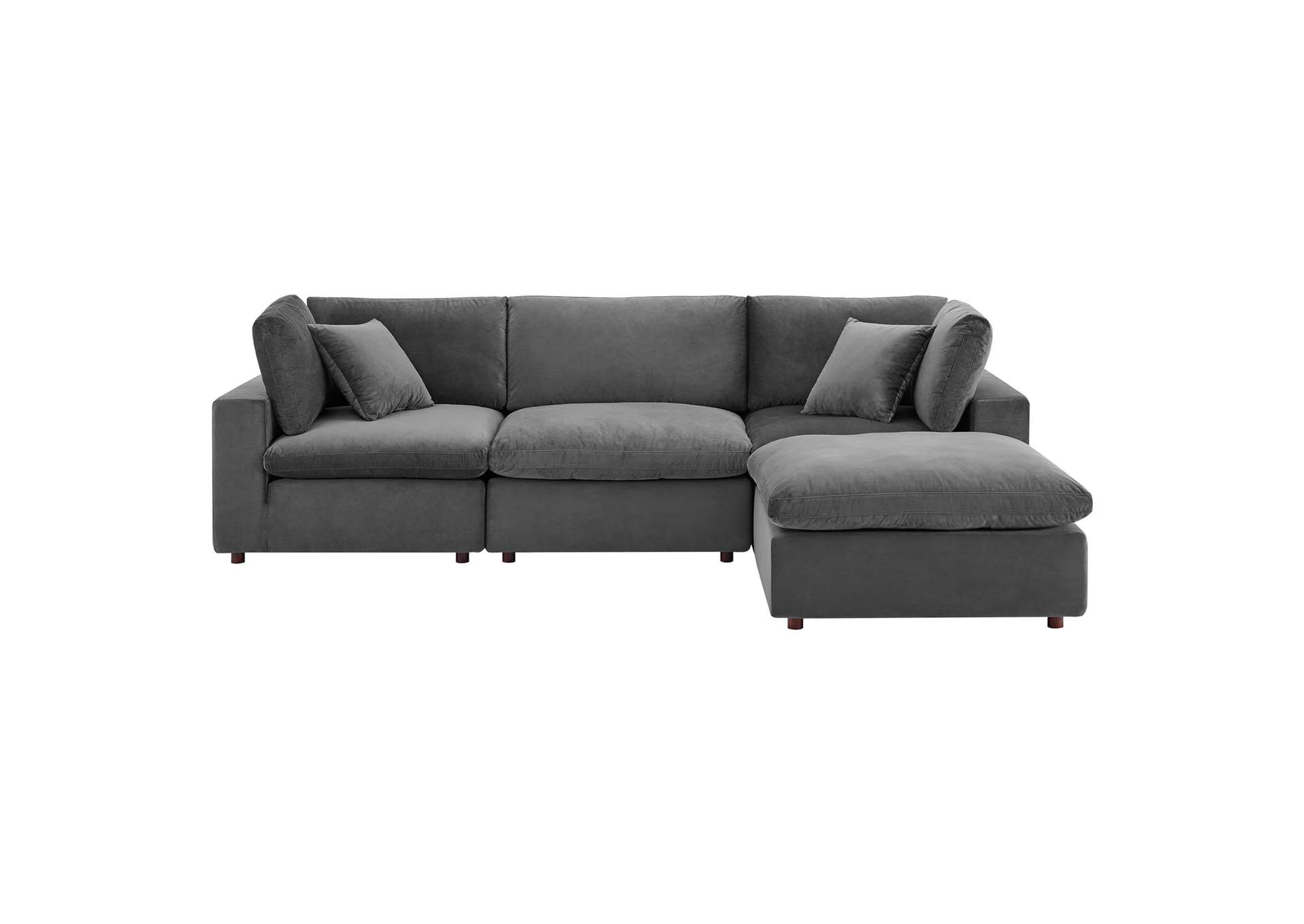 Gray Commix Down Filled Overstuffed Performance Velvet 4-Piece Sectional Sofa,Modway