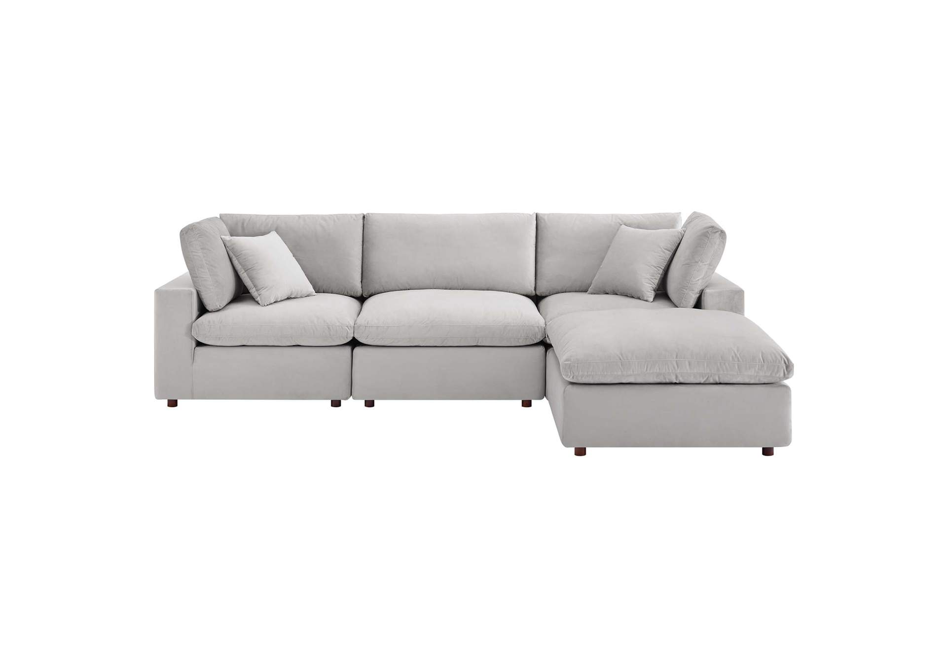 Light Gray Commix Down Filled Overstuffed Performance Velvet 4-Piece Sectional Sofa,Modway