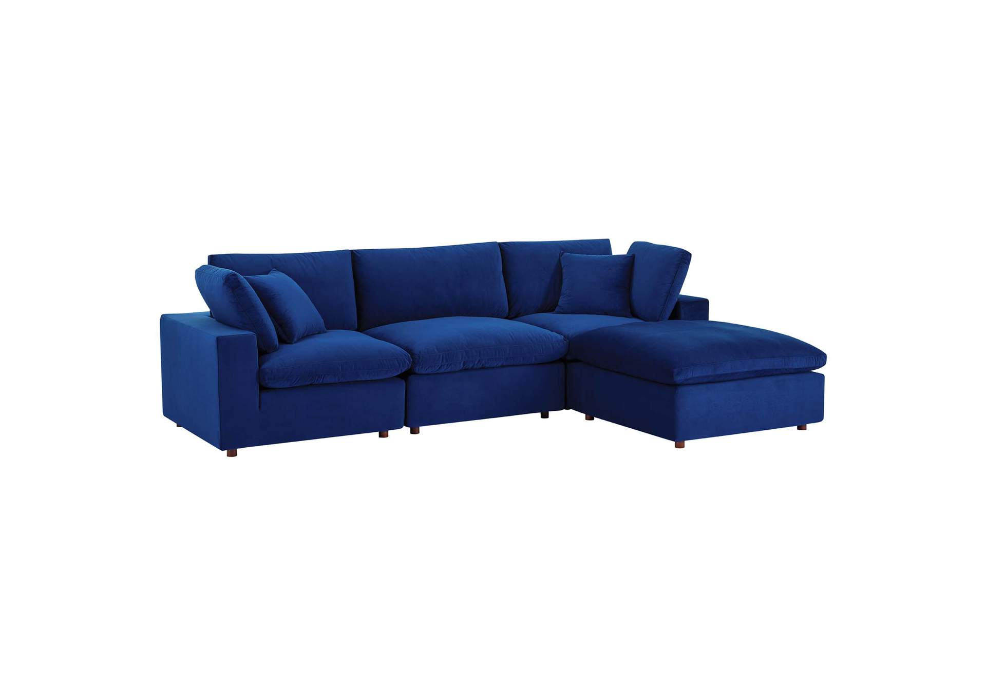 Navy Commix Down Filled Overstuffed Performance Velvet 4-Piece Sectional Sofa,Modway