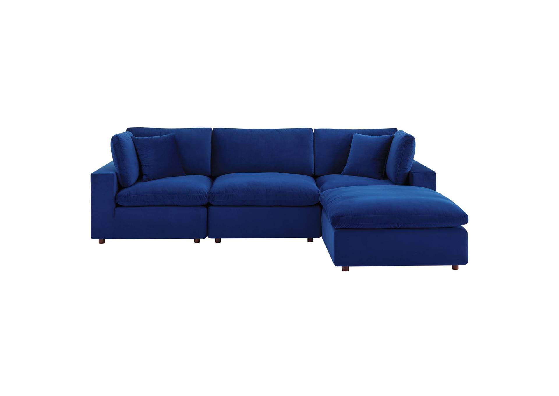 Navy Commix Down Filled Overstuffed Performance Velvet 4-Piece Sectional Sofa,Modway