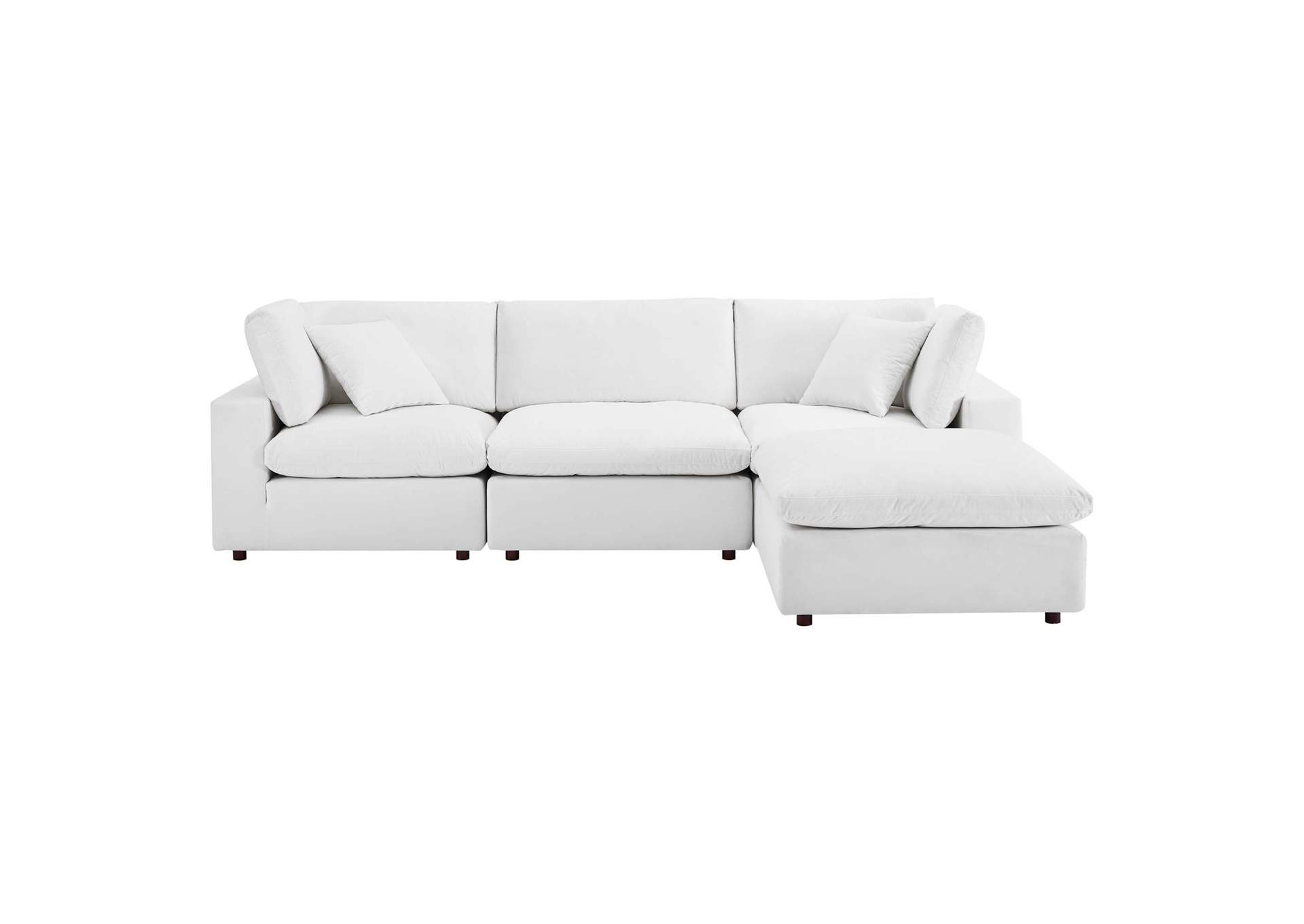 White Commix Down Filled Overstuffed Performance Velvet 4-Piece Sectional Sofa,Modway