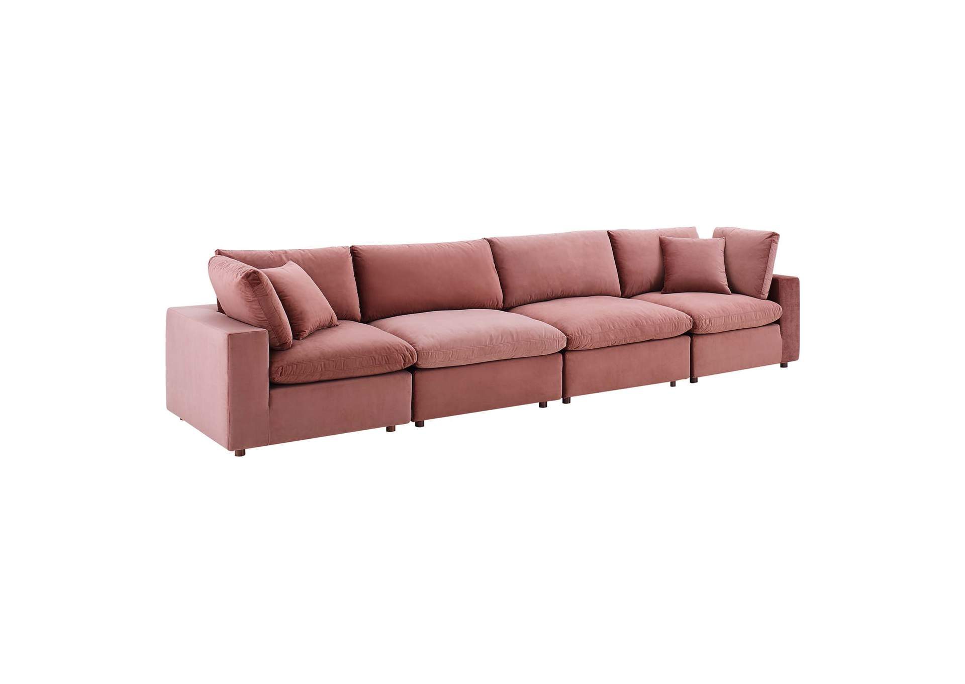 Dusty Rose Commix Down Filled Overstuffed Performance Velvet 4-Seater Sofa,Modway