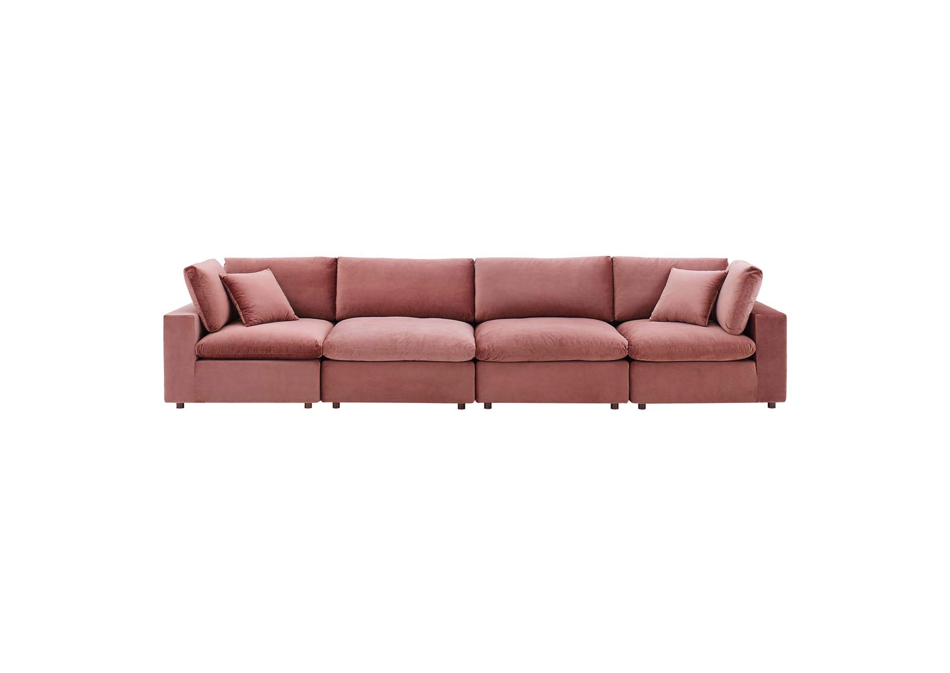 Dusty Rose Commix Down Filled Overstuffed Performance Velvet 4-Seater Sofa,Modway