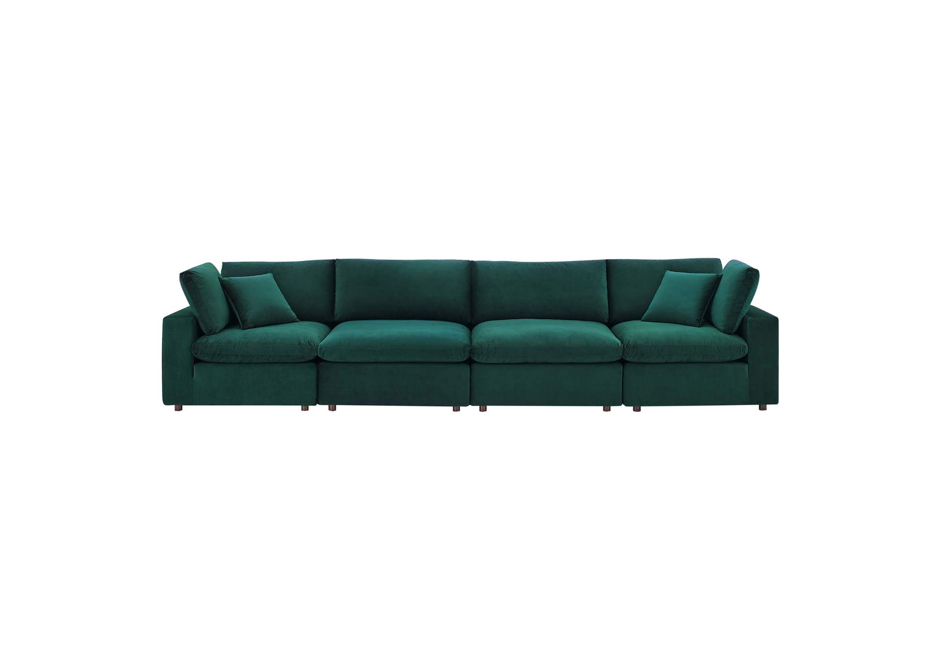 Green Commix Down Filled Overstuffed Performance Velvet 4-Seater Sofa,Modway