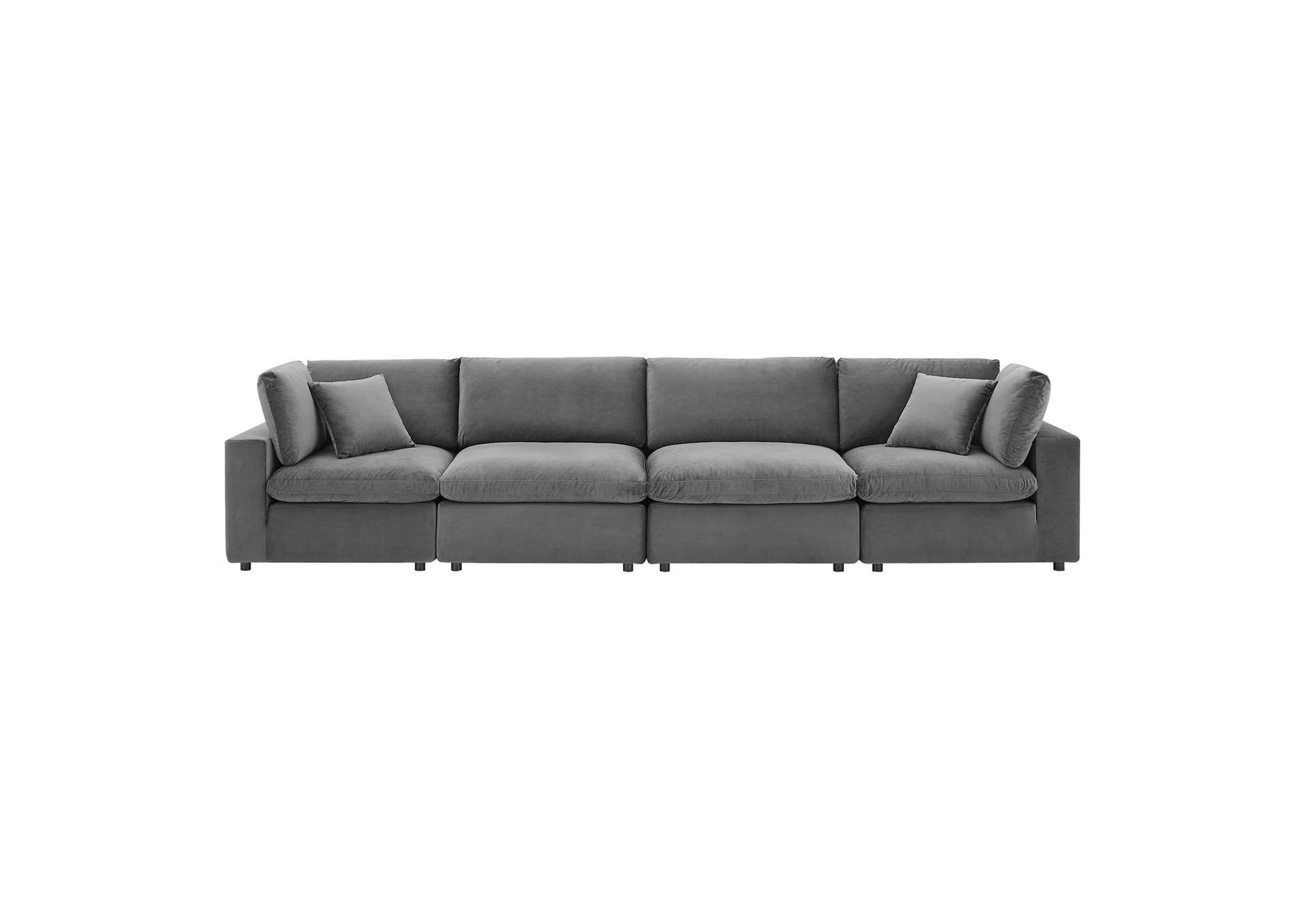 Gray Commix Down Filled Overstuffed Performance Velvet 4-Seater Sofa,Modway