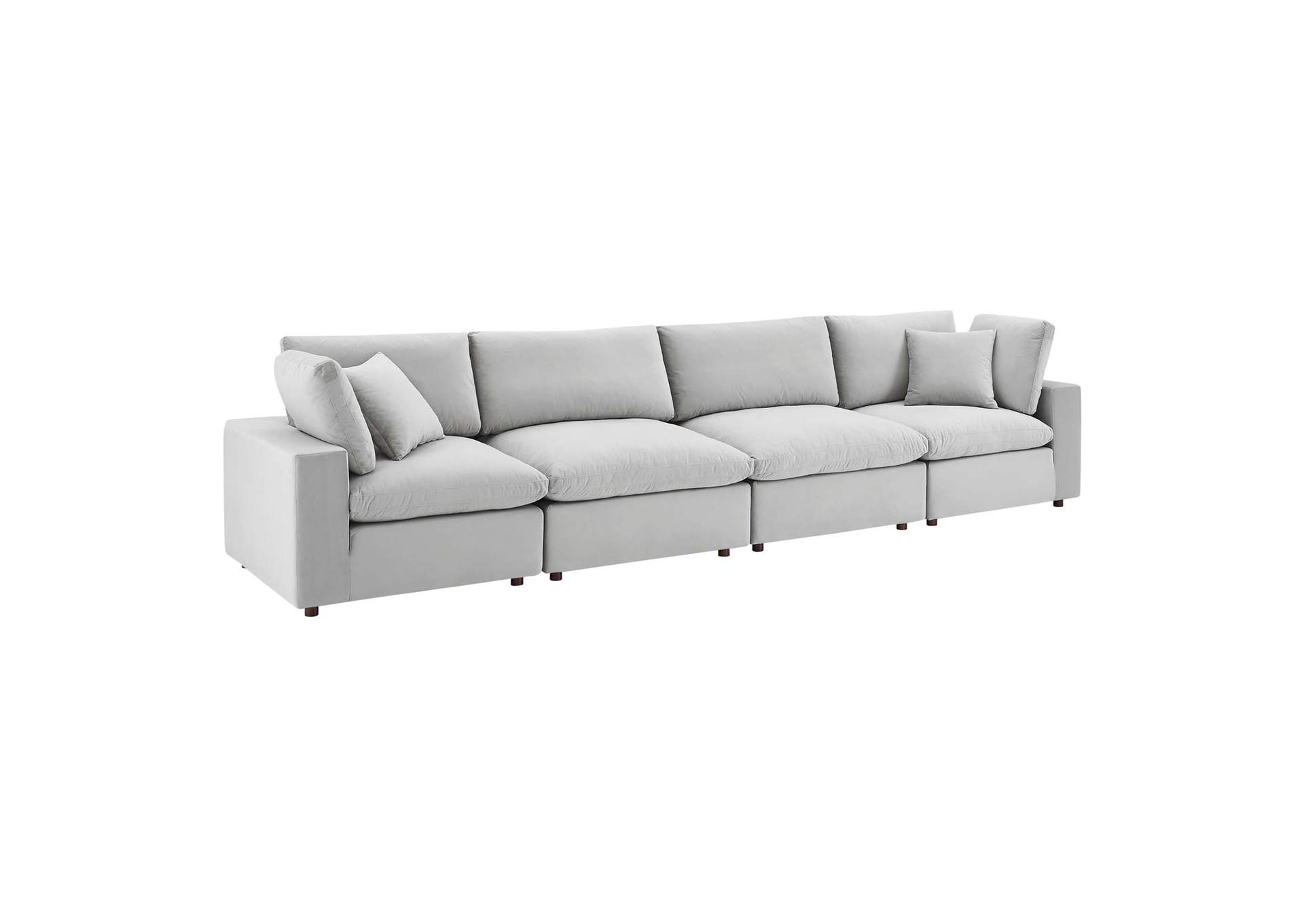Light Gray Commix Down Filled Overstuffed Performance Velvet 4-Seater Sofa,Modway