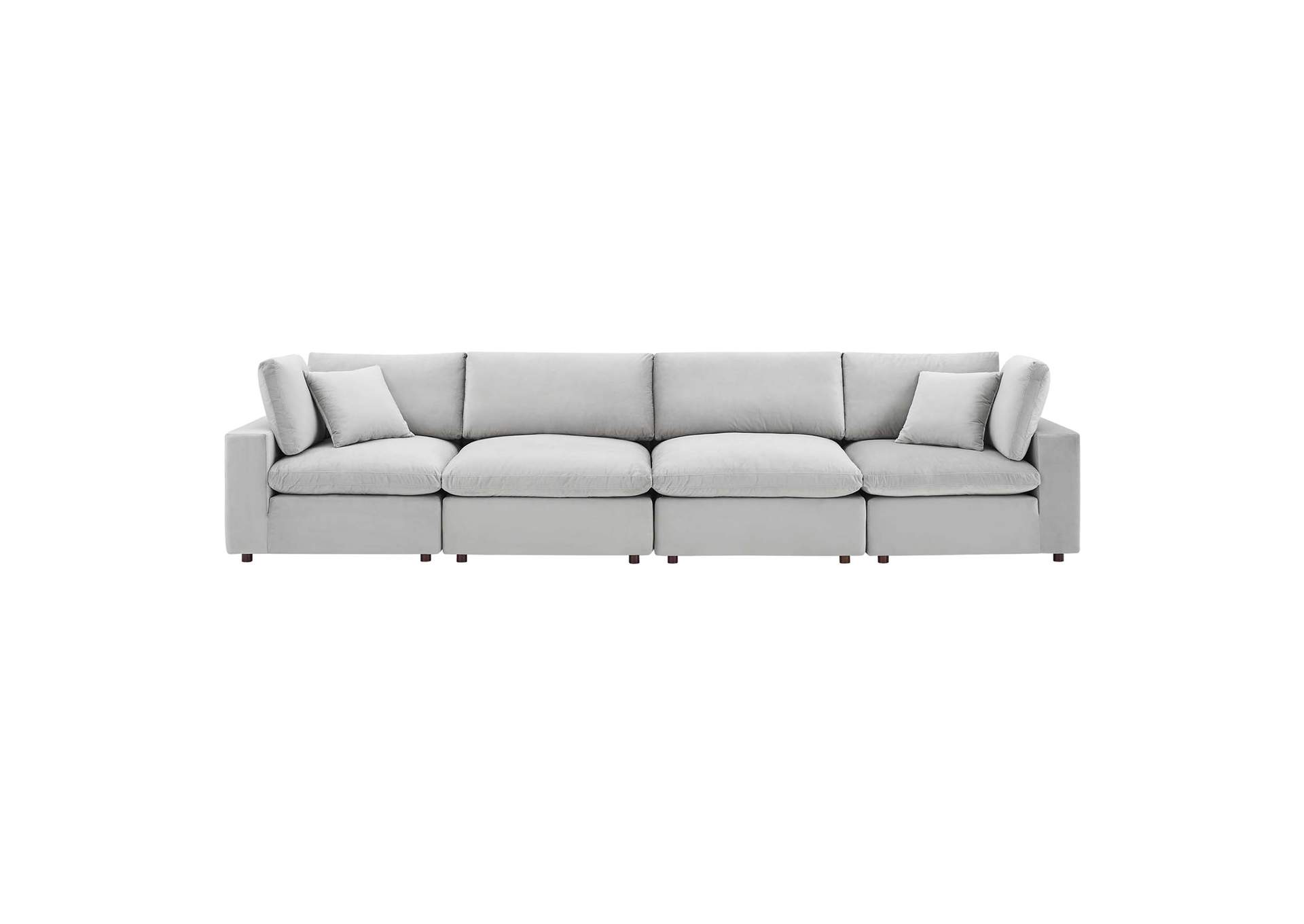 Light Gray Commix Down Filled Overstuffed Performance Velvet 4-Seater Sofa,Modway